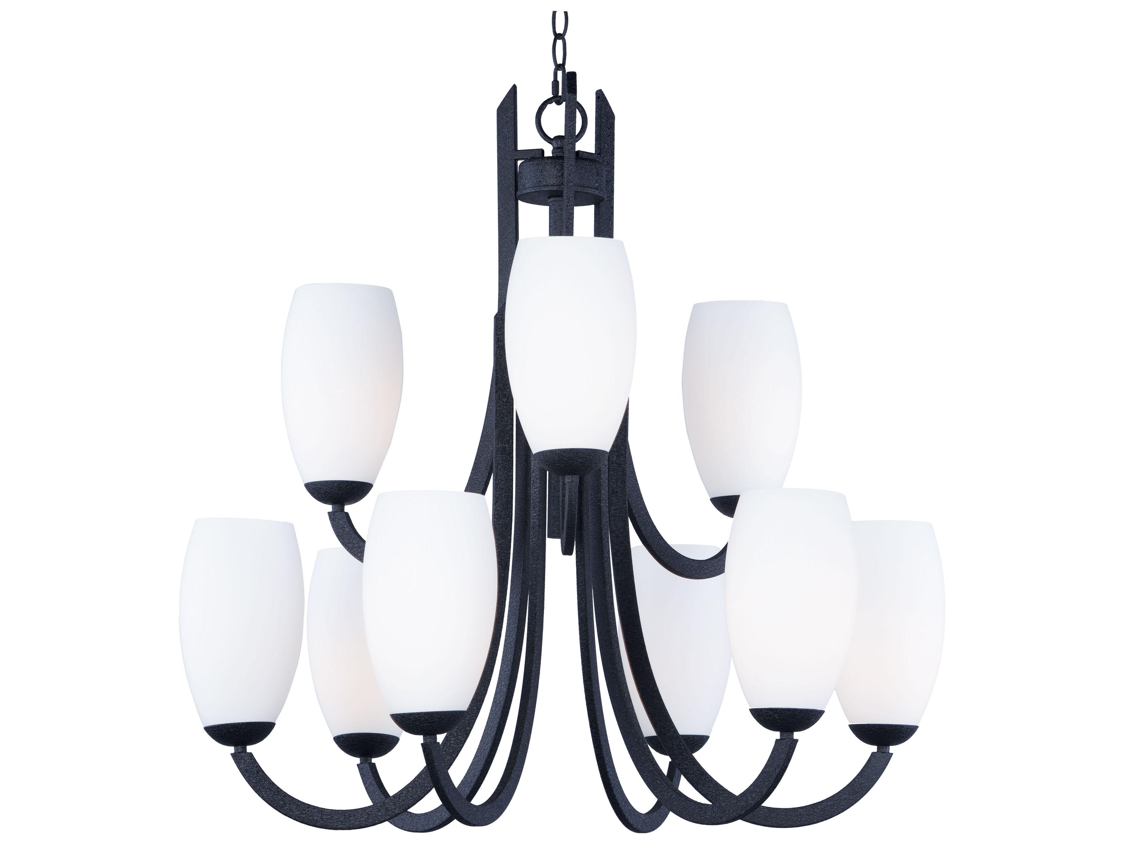 Maxim Lighting Taylor 9-Light Textured Black Glass Bell Tiered Chandelier
