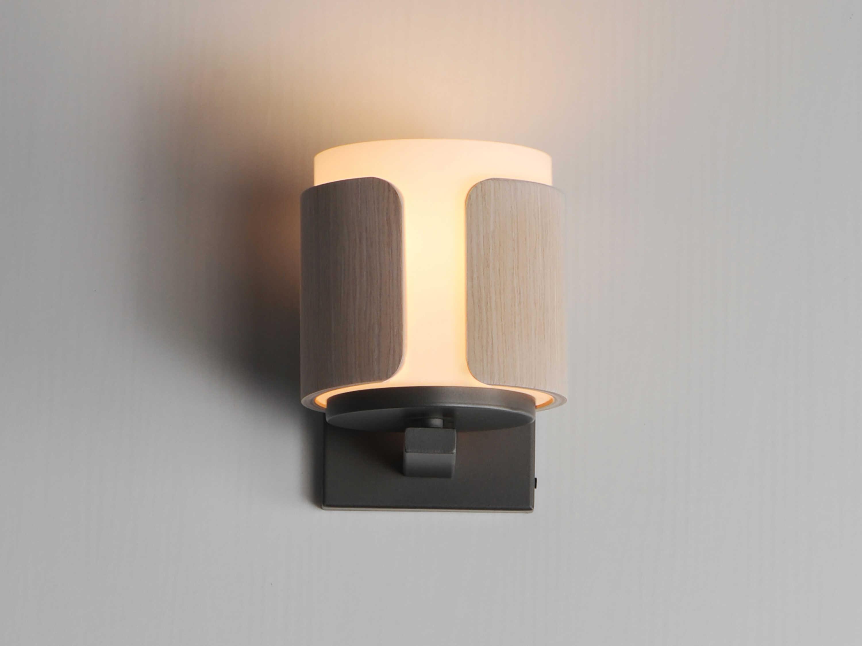 Maxim Lighting Draughtsman 1-Light Natural Wood Charcoal Black Wall Sconce