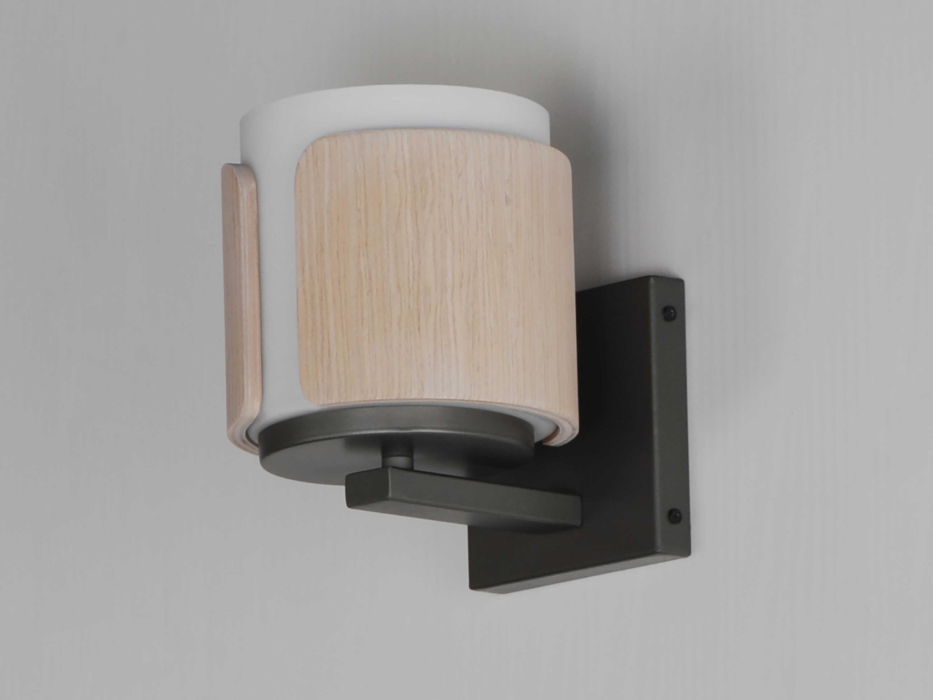 Maxim Lighting Draughtsman 1-Light Natural Wood Charcoal Black Wall Sconce