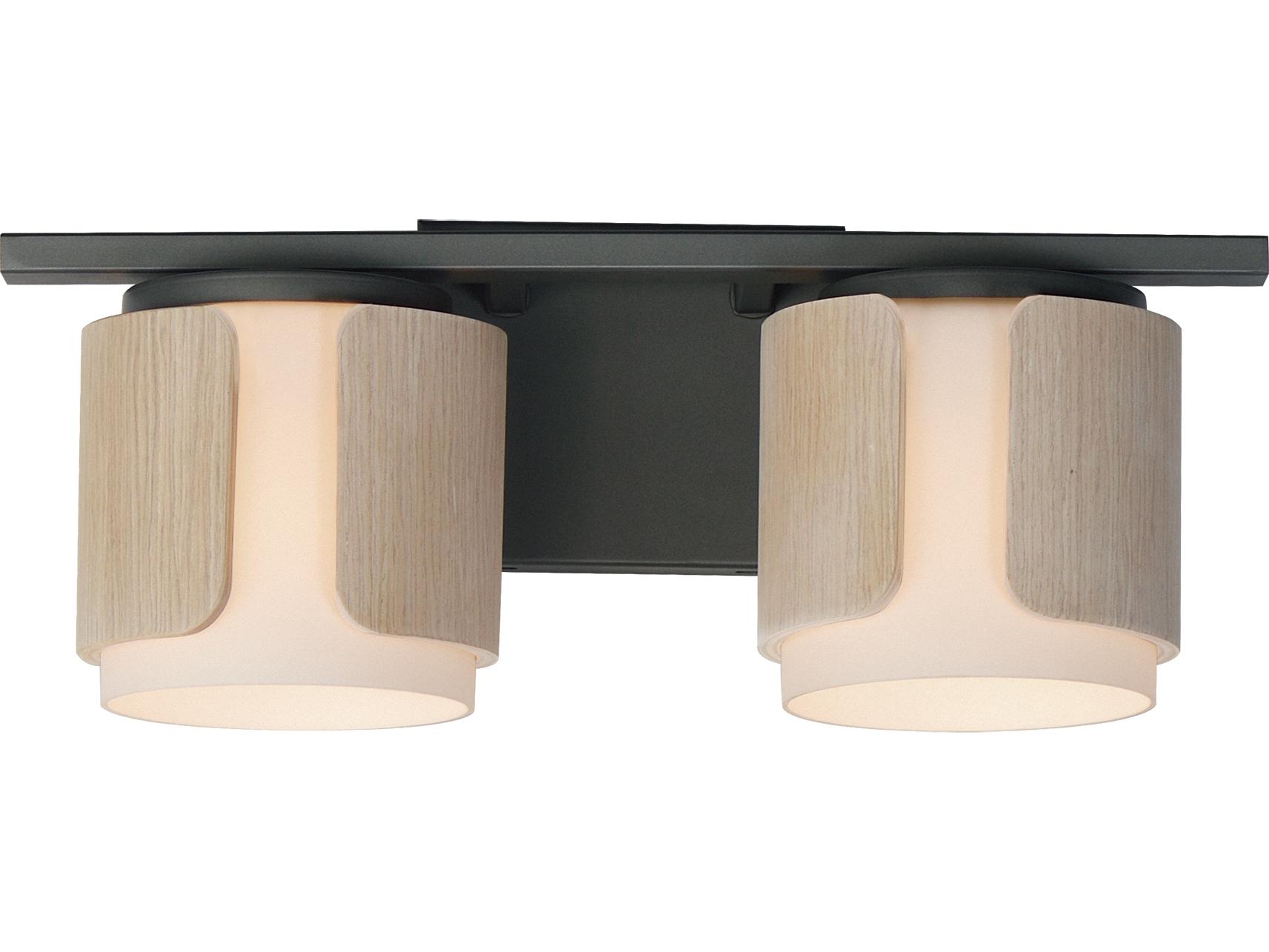 Maxim Lighting Draughtsman 2-Light Natural Wood Charcoal Black Vanity Light