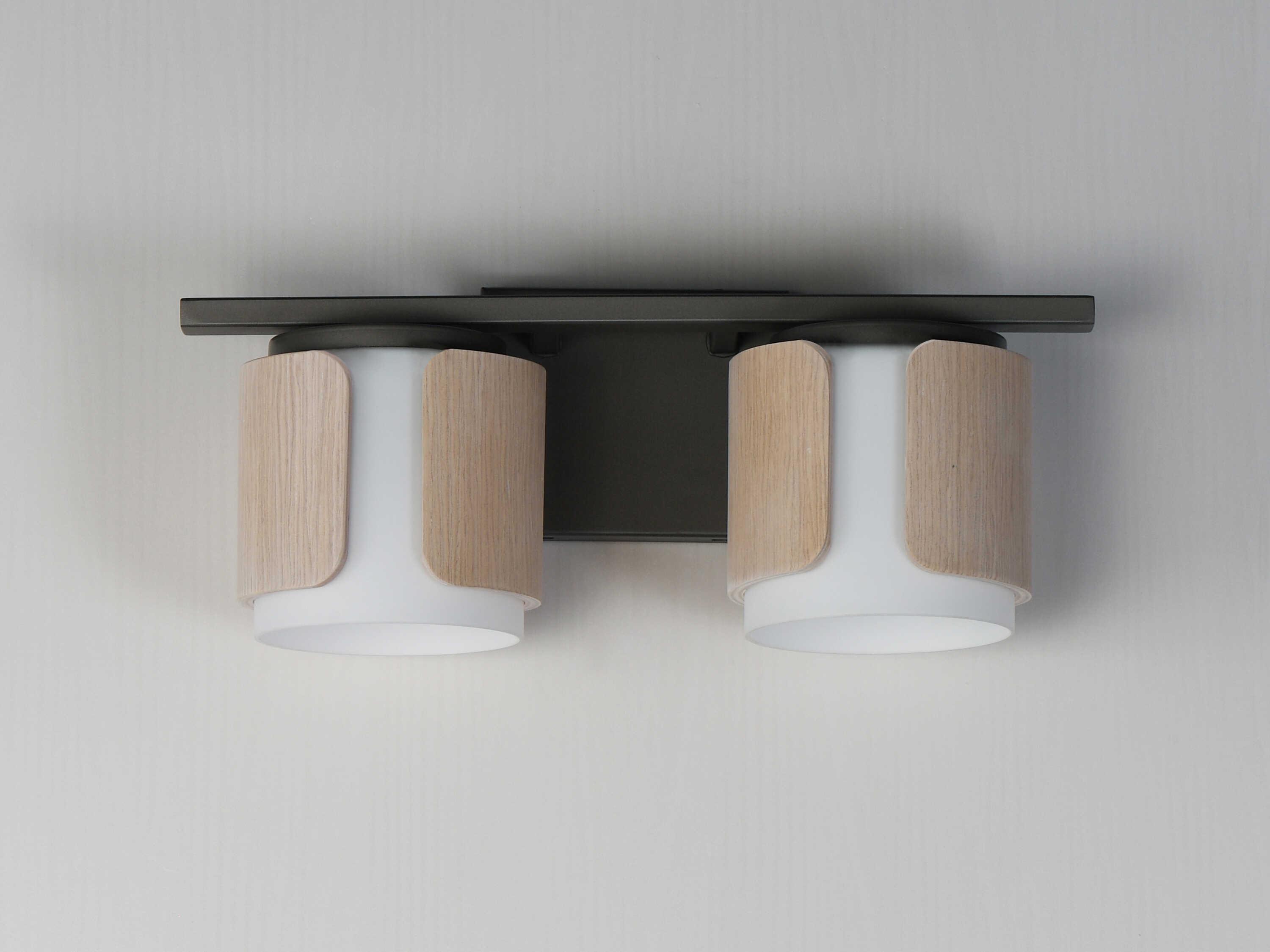 Maxim Lighting Draughtsman 2-Light Natural Wood Charcoal Black Vanity Light