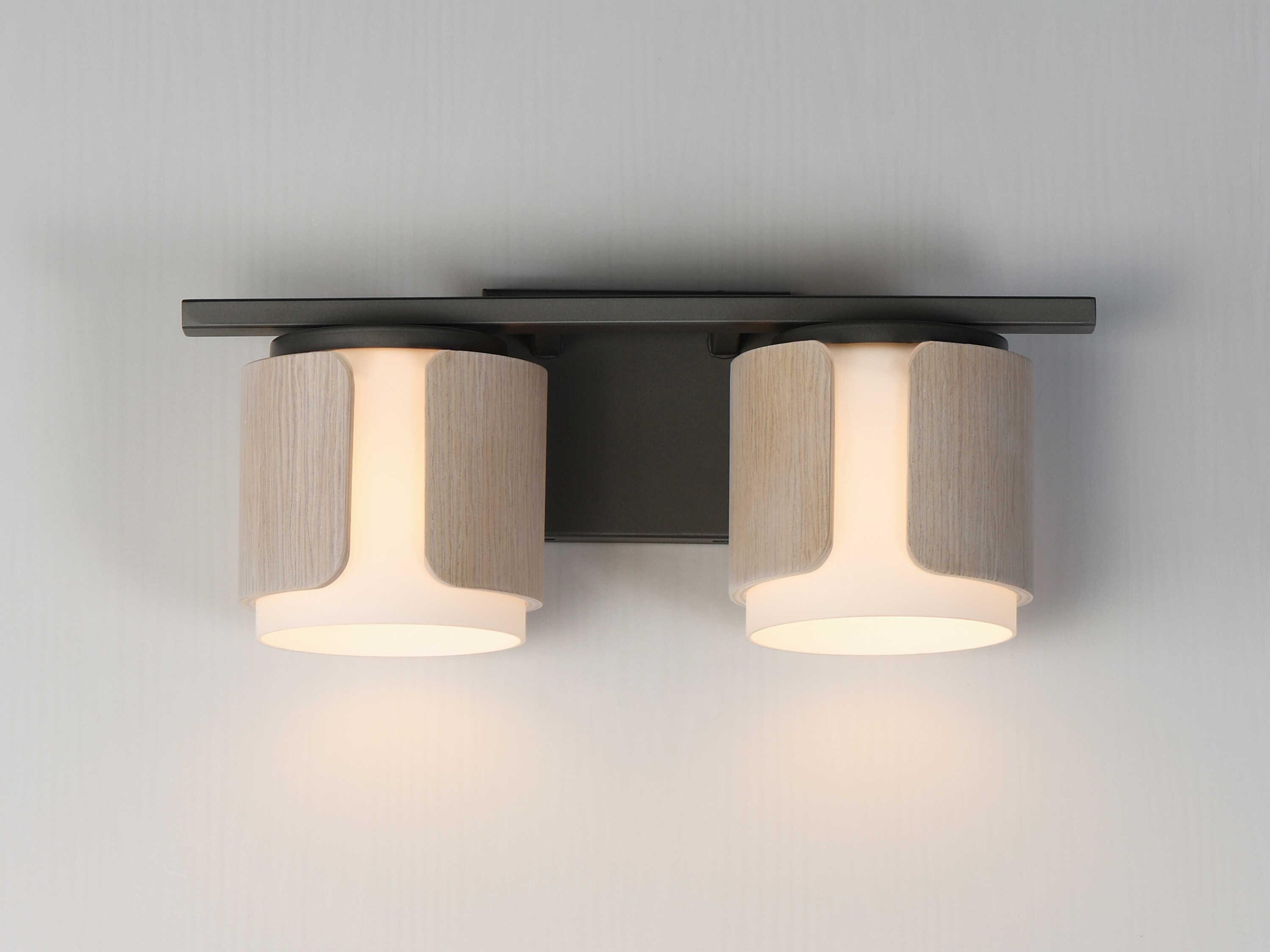 Maxim Lighting Draughtsman 2-Light Natural Wood Charcoal Black Vanity Light