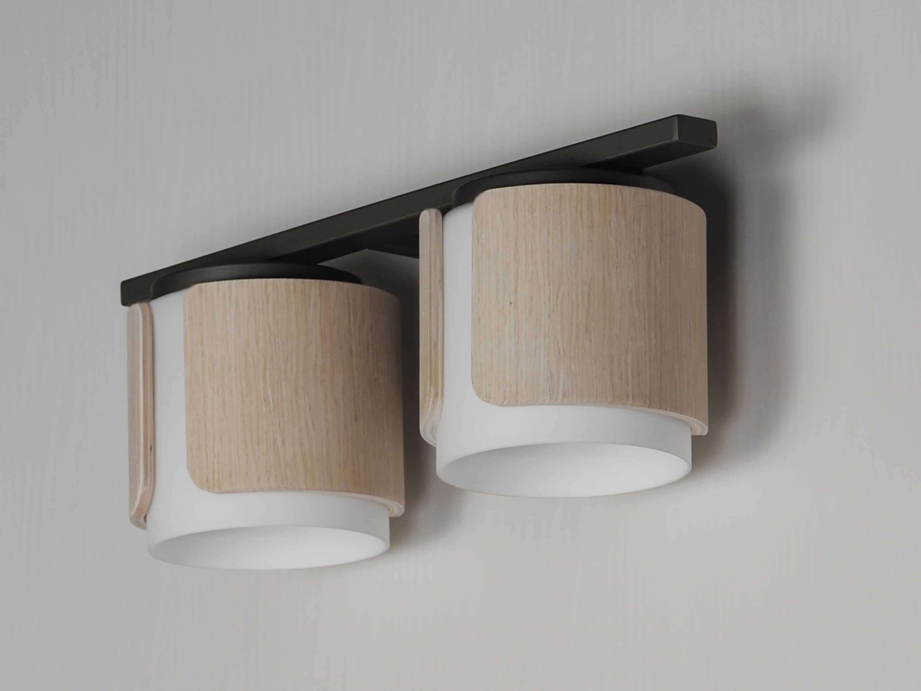 Maxim Lighting Draughtsman 2-Light Natural Wood Charcoal Black Vanity Light