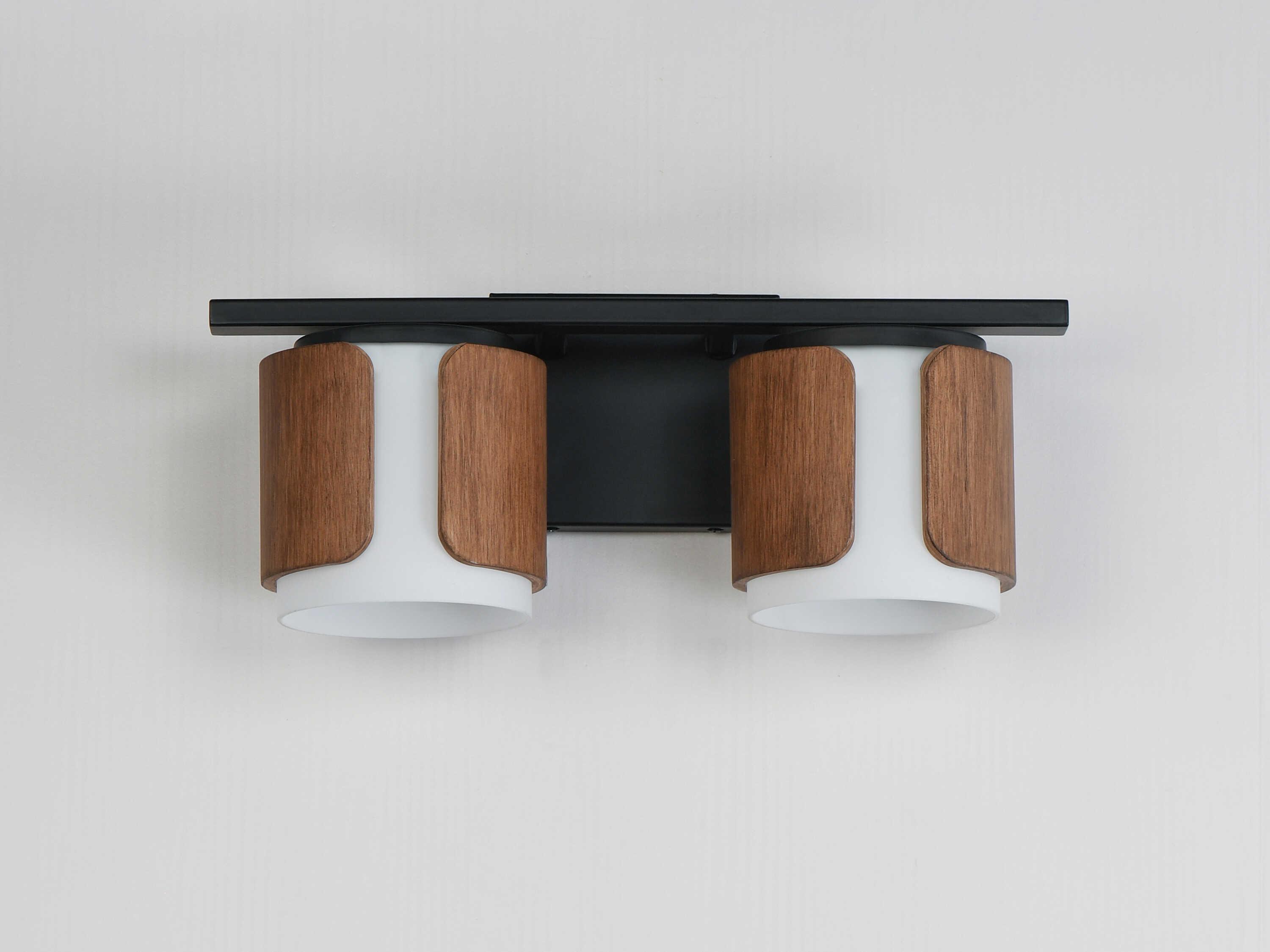 Maxim Lighting Draughtsman 2-Light Walnut Black Vanity Light