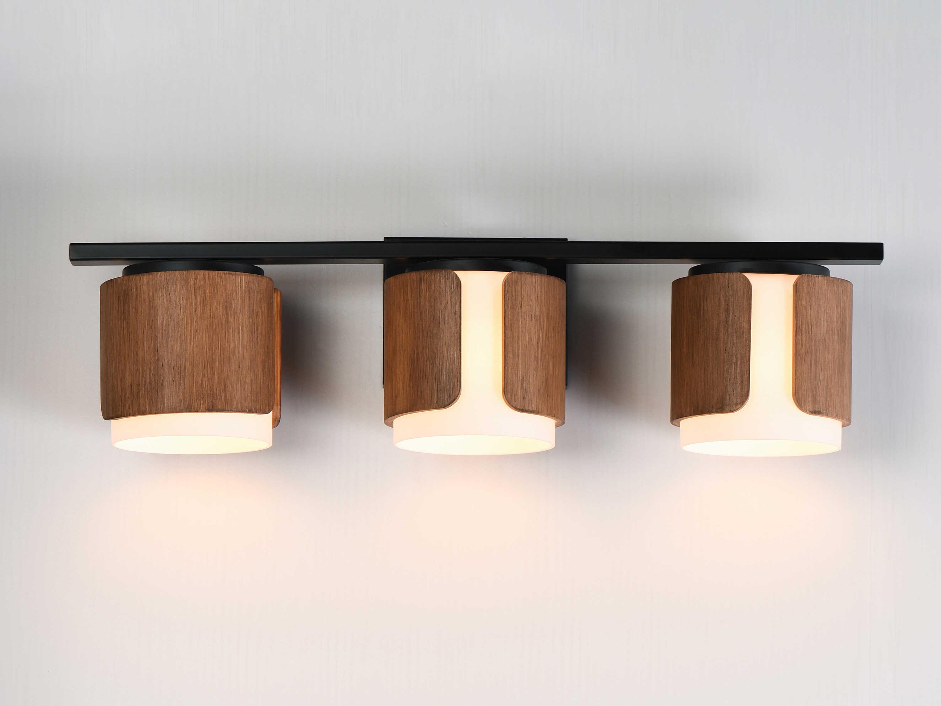 Maxim Lighting Draughtsman 3-Light Walnut Black Vanity Light