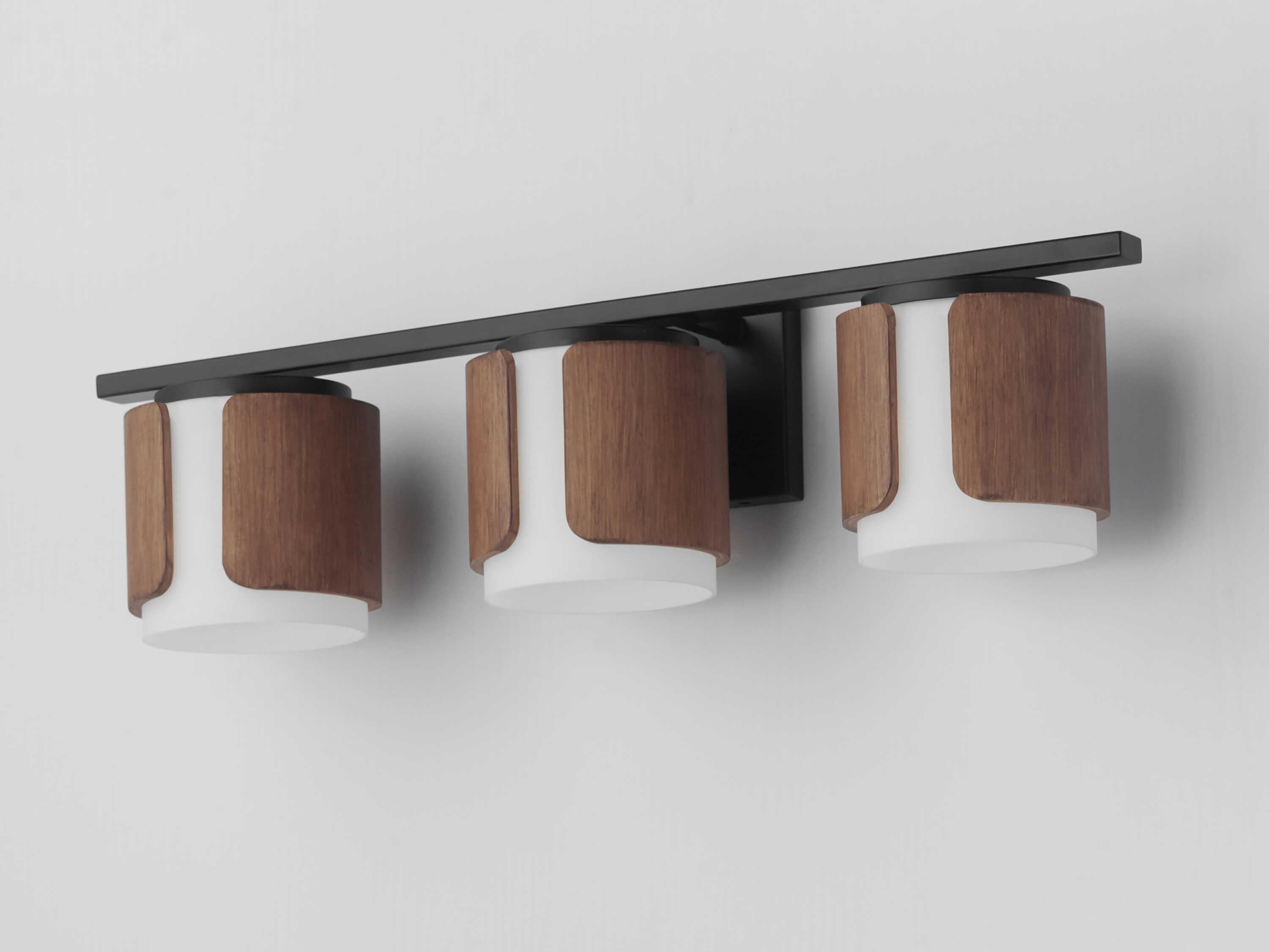 Maxim Lighting Draughtsman 3-Light Walnut Black Vanity Light