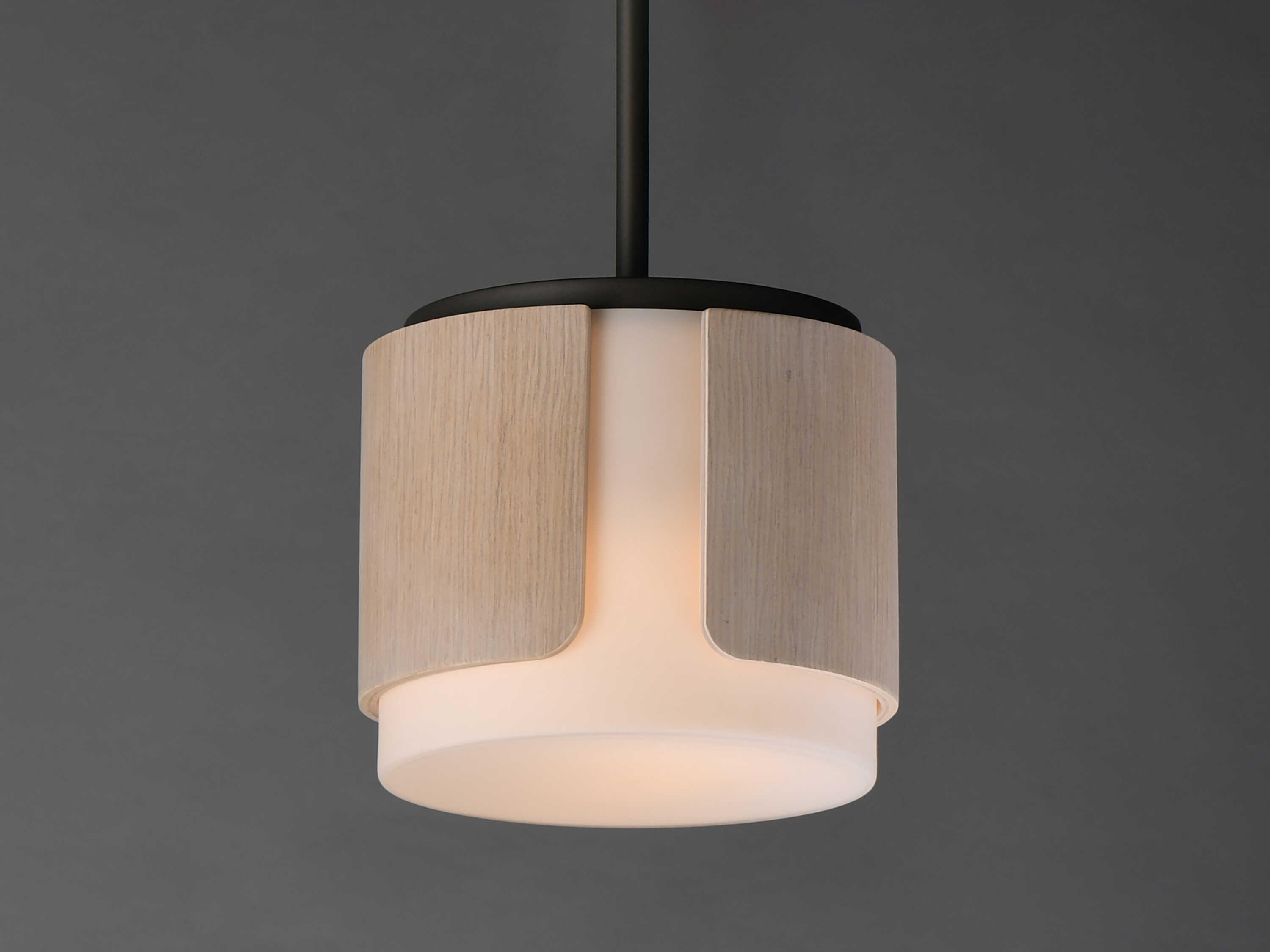 Maxim Lighting Draughtsman 2-Light Natural Wood Charcoal Black Mini Pendant