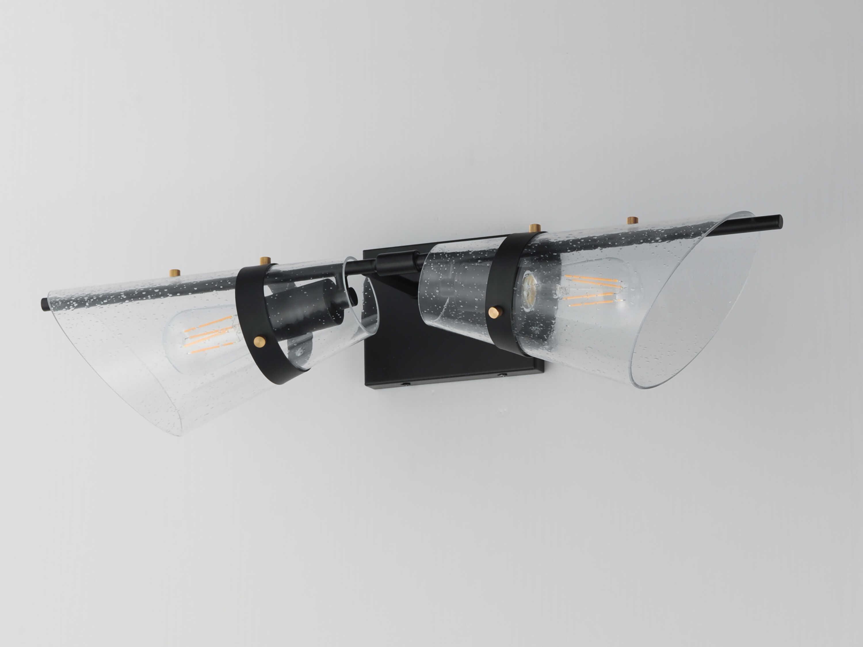 Maxim Lighting Finch 2-Light Dark Bronze Antique Brass Black Vanity Light