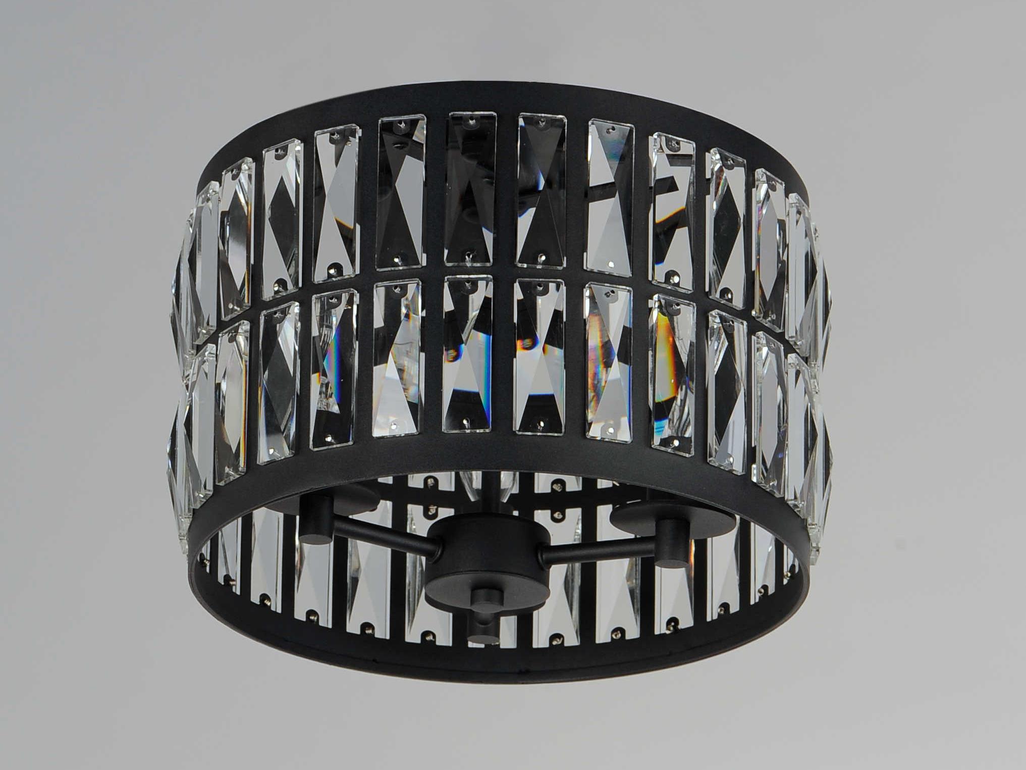 Maxim Lighting Madeline 3-Light Black Crystal Drum Flush Mount