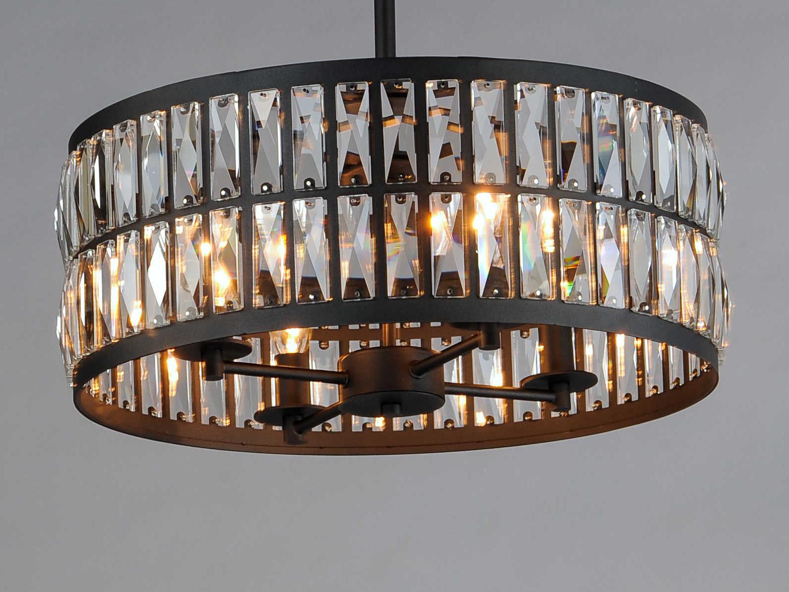 Maxim Lighting Madeline 4-Light Black Crystal Candelabra Drum Chandelier