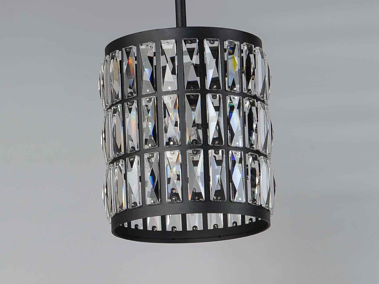 Maxim Lighting Madeline 1-Light Black Crystal Cylinder Mini Pendant