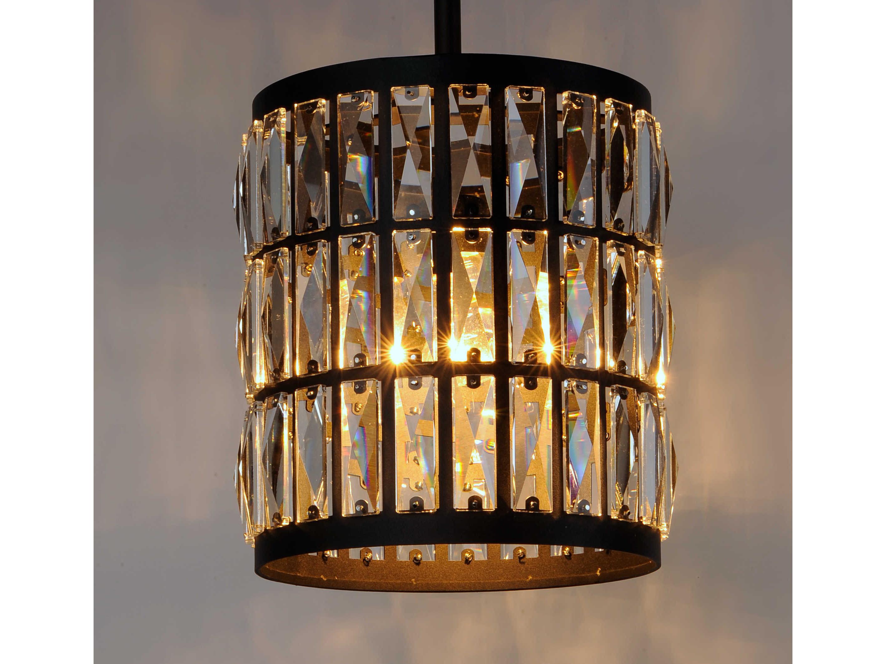 Maxim Lighting Madeline 1-Light Black Crystal Cylinder Mini Pendant