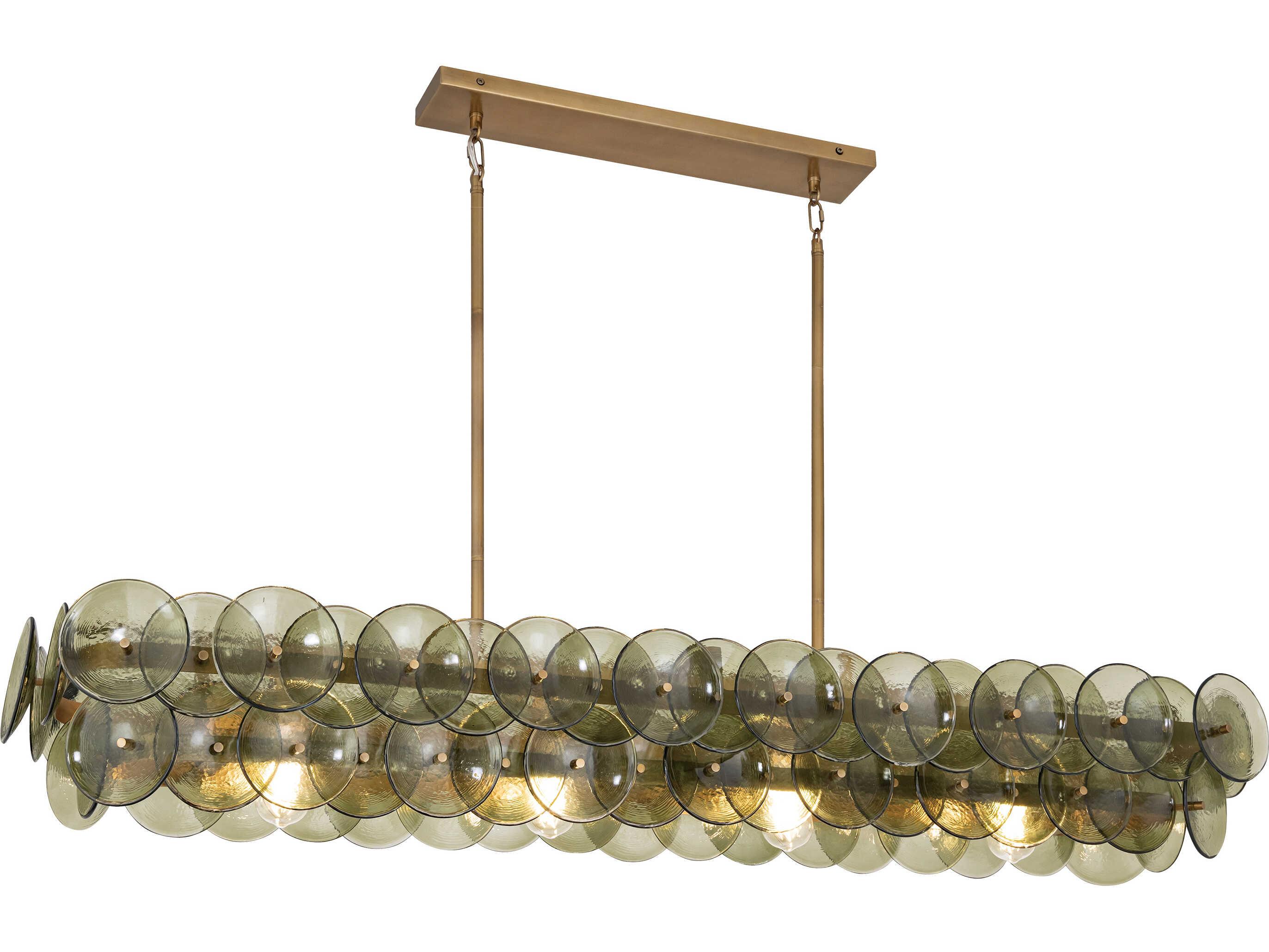 Maxim Lighting Loren 5-Light Weathered Brass Green Linear Island Pendant