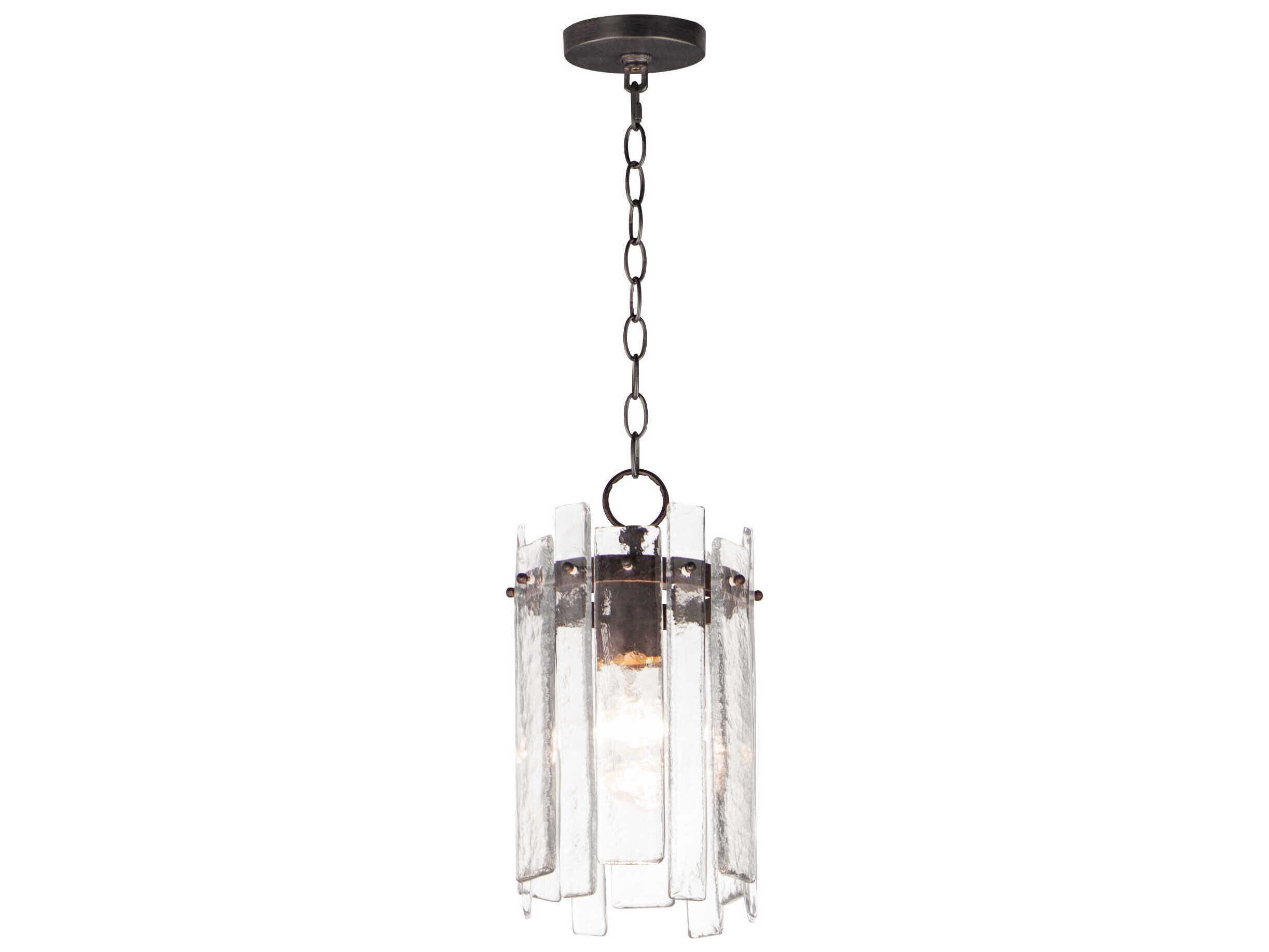 Maxim Lighting Warren 1-Light Dark Bronze Clear Glass Cylinder Mini Pendant