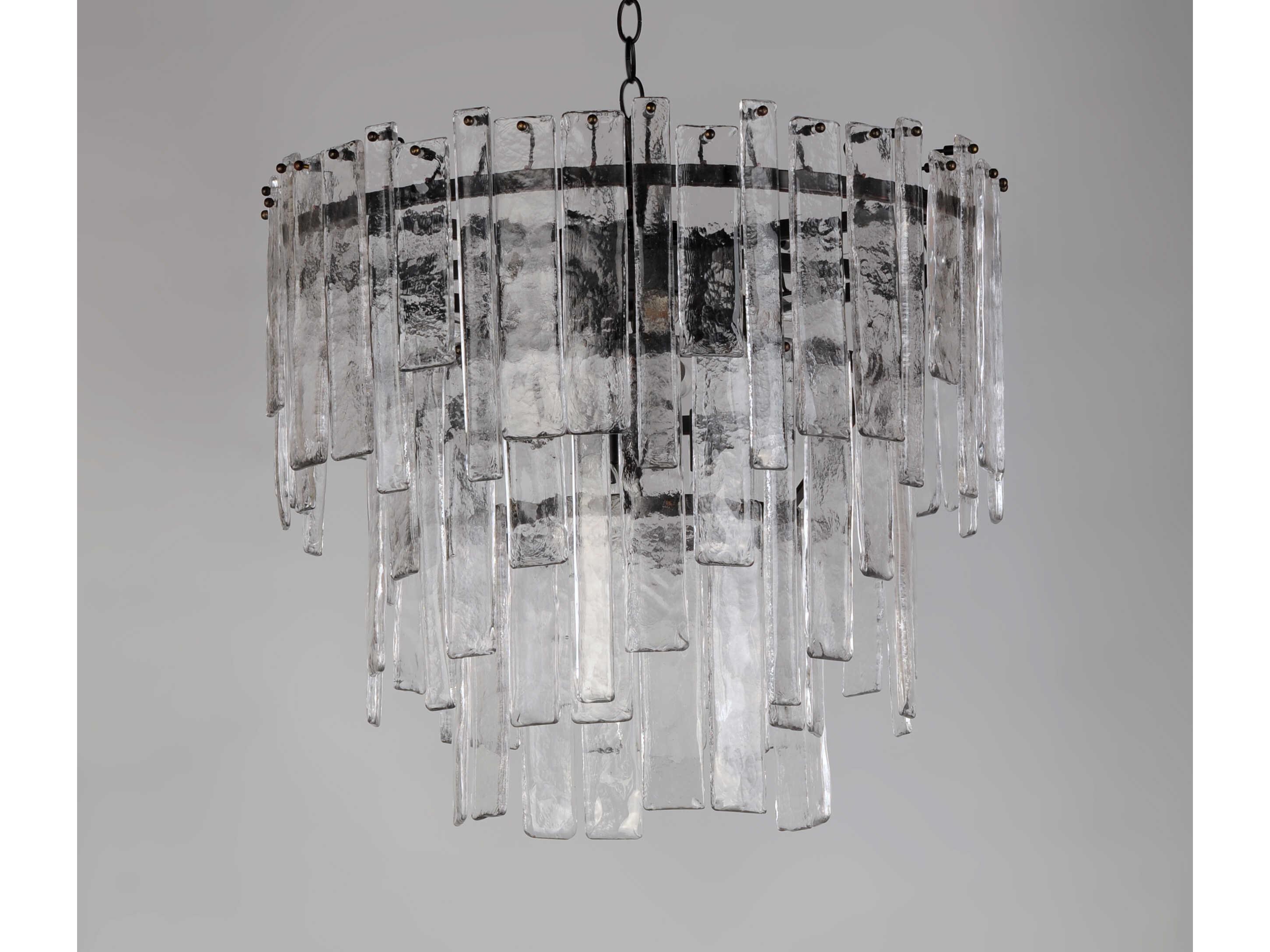 Maxim Lighting Warren 9-Light Dark Bronze Clear Glass Tiered Chandelier