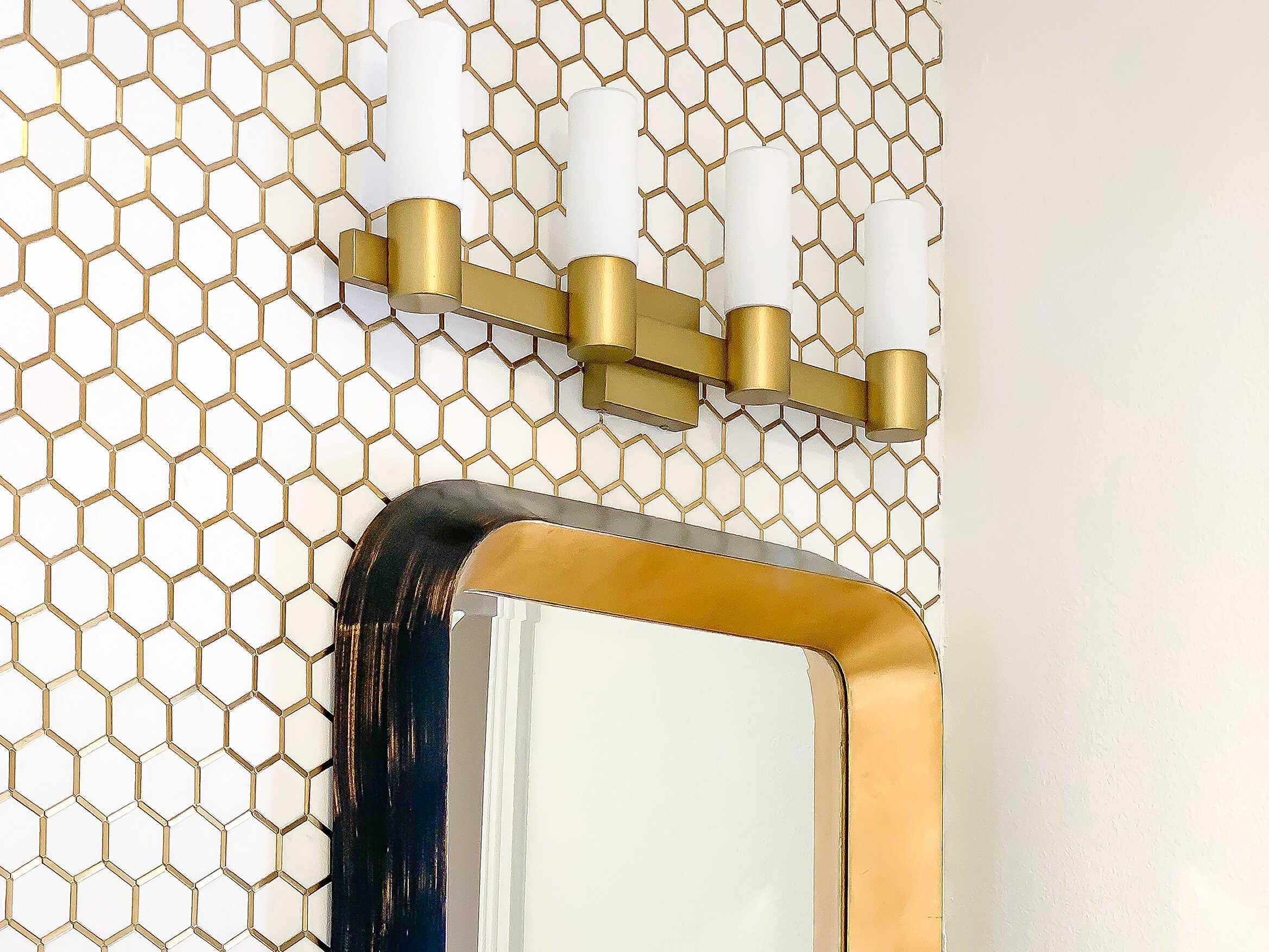 Maxim Lighting Contessa 4-Light Natural Aged Brass Glass Vanity Light