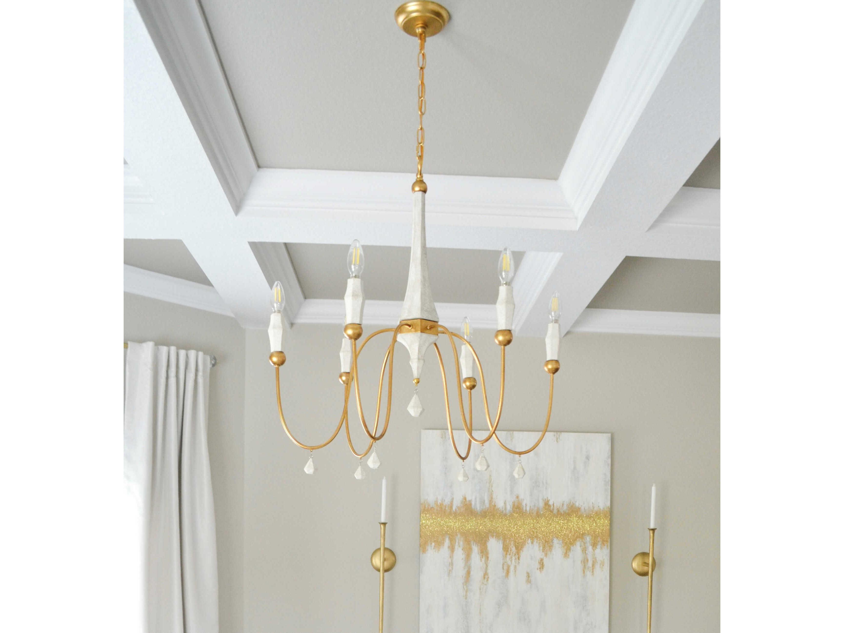 Maxim Lighting Claymore 6-Light Claystone Gold Leaf White Candelabra Chandelier