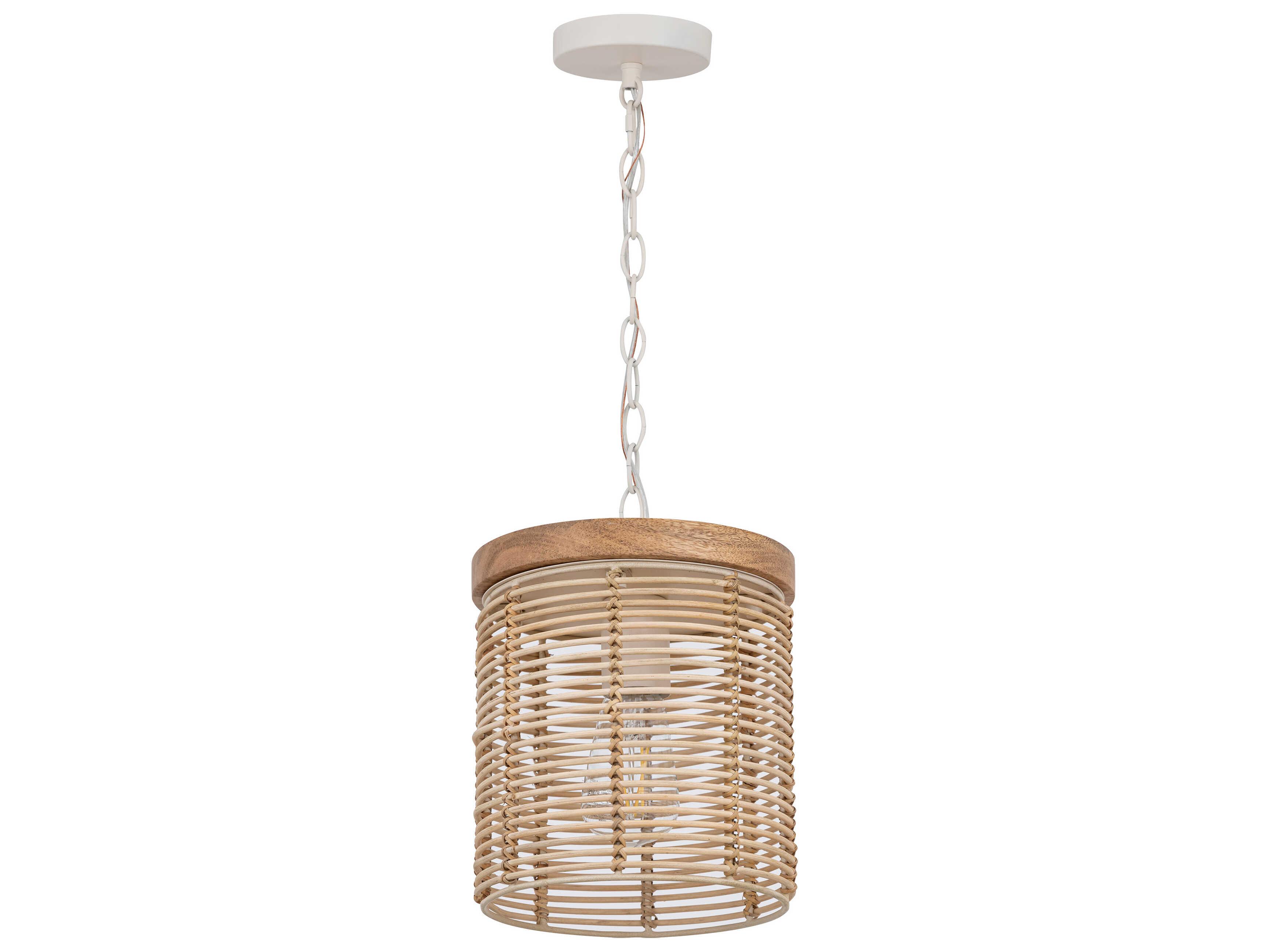 Maxim Lighting Vannerie 1-Light Ecru Brown Cylinder Mini Pendant