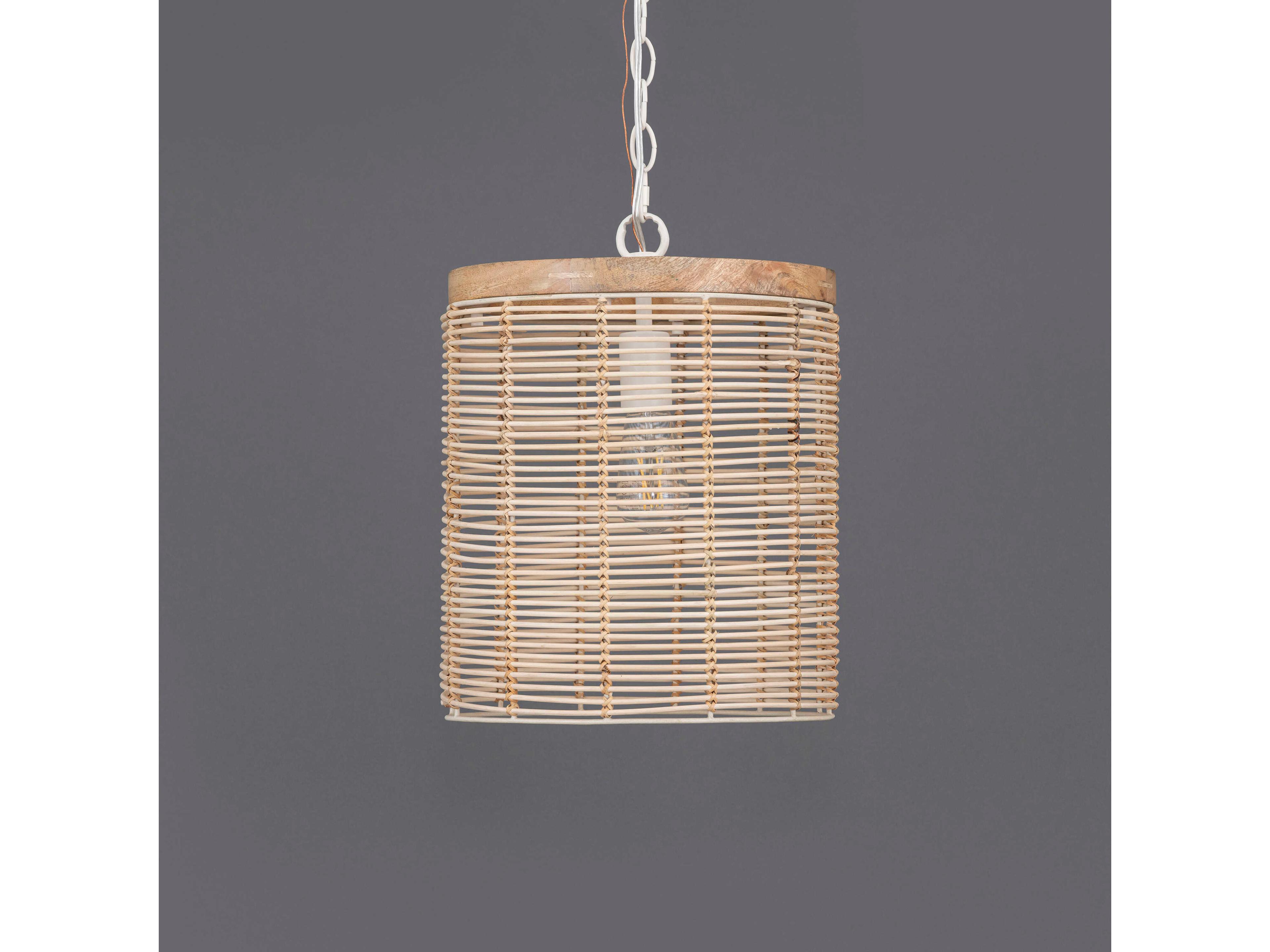 Maxim Lighting Vannerie 1-Light Ecru Brown Cylinder Mini Pendant