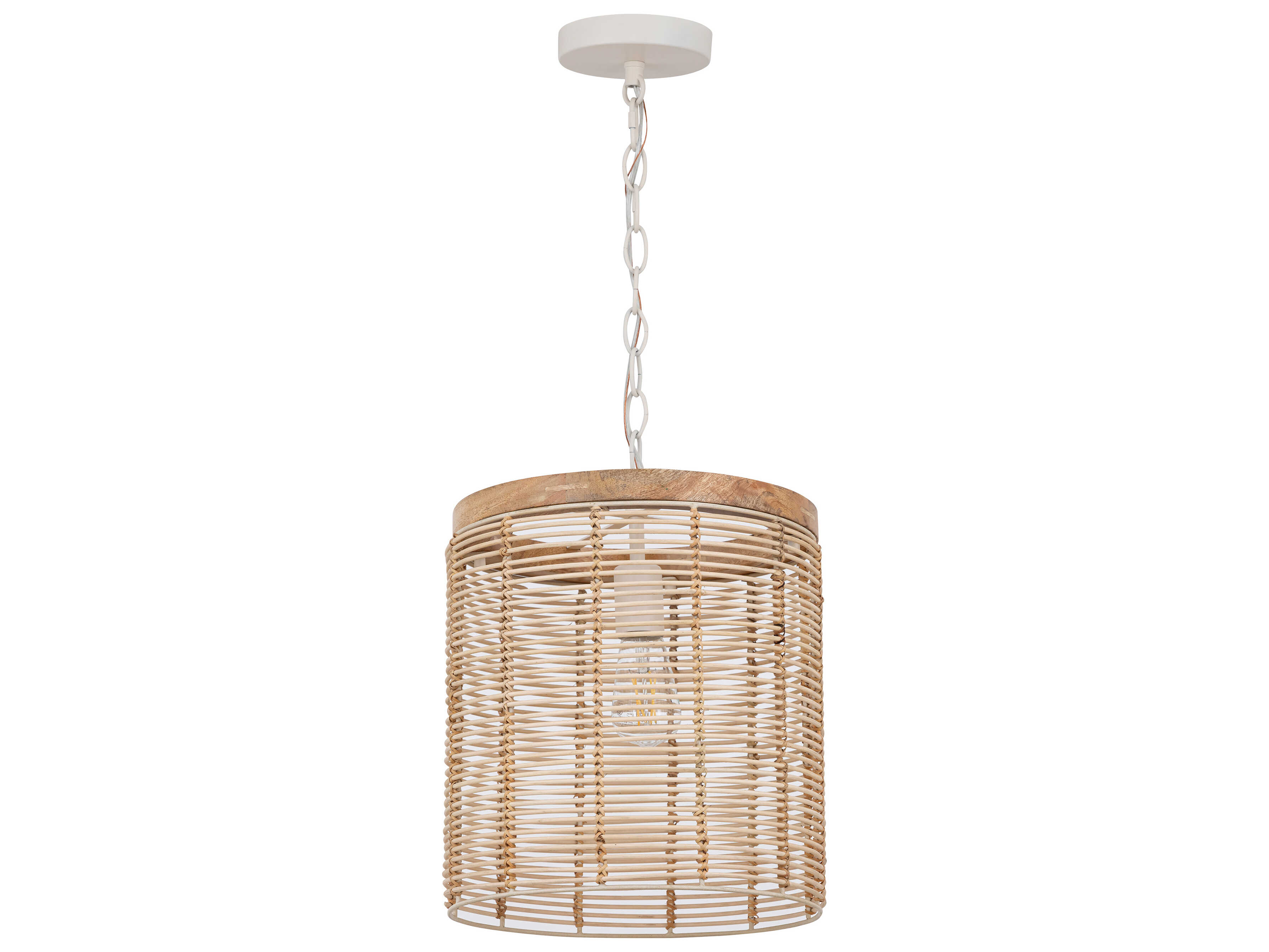 Maxim Lighting Vannerie 1-Light Ecru Brown Cylinder Mini Pendant