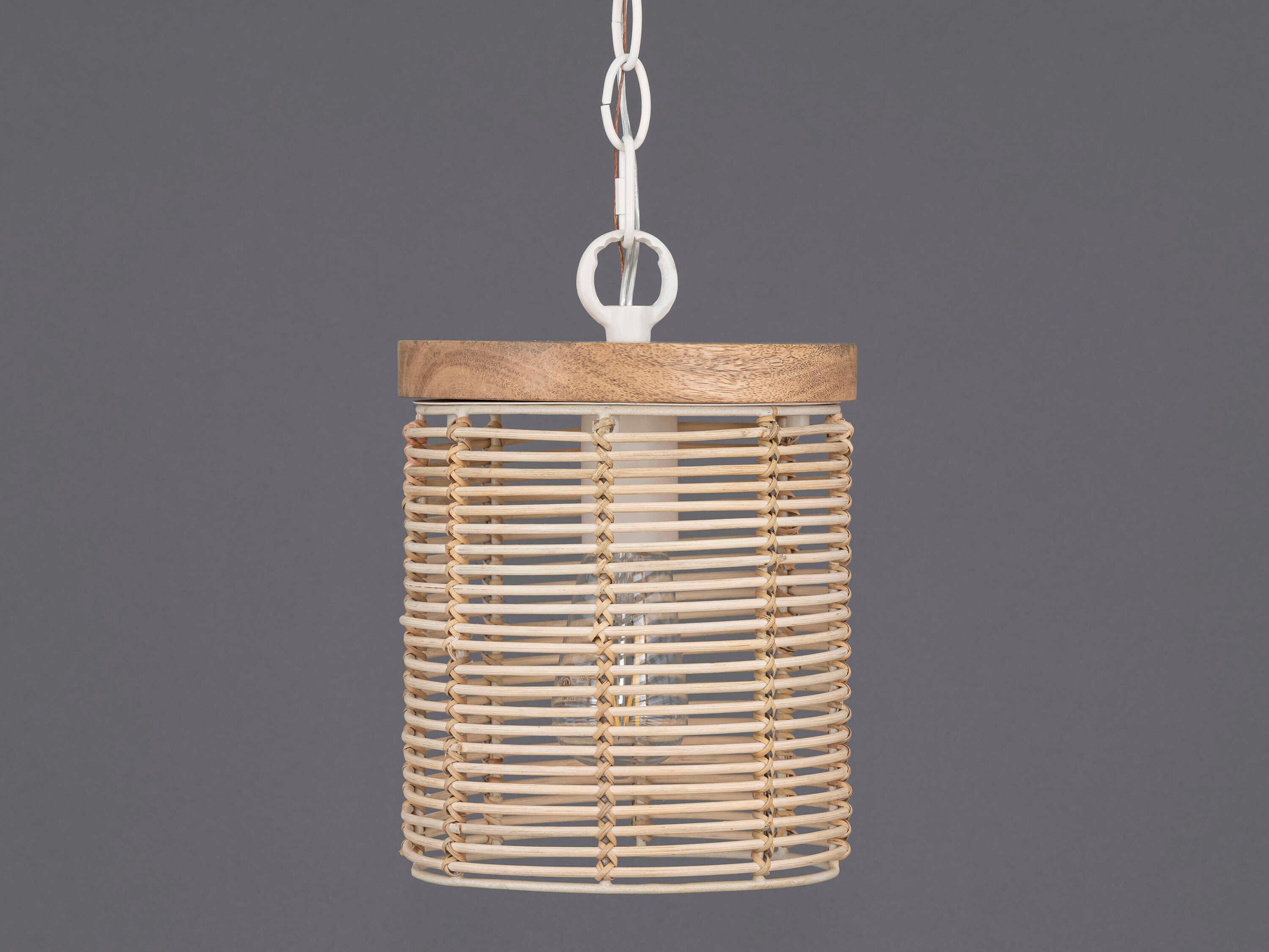 Maxim Lighting Vannerie 1-Light Ecru Brown Cylinder Mini Pendant