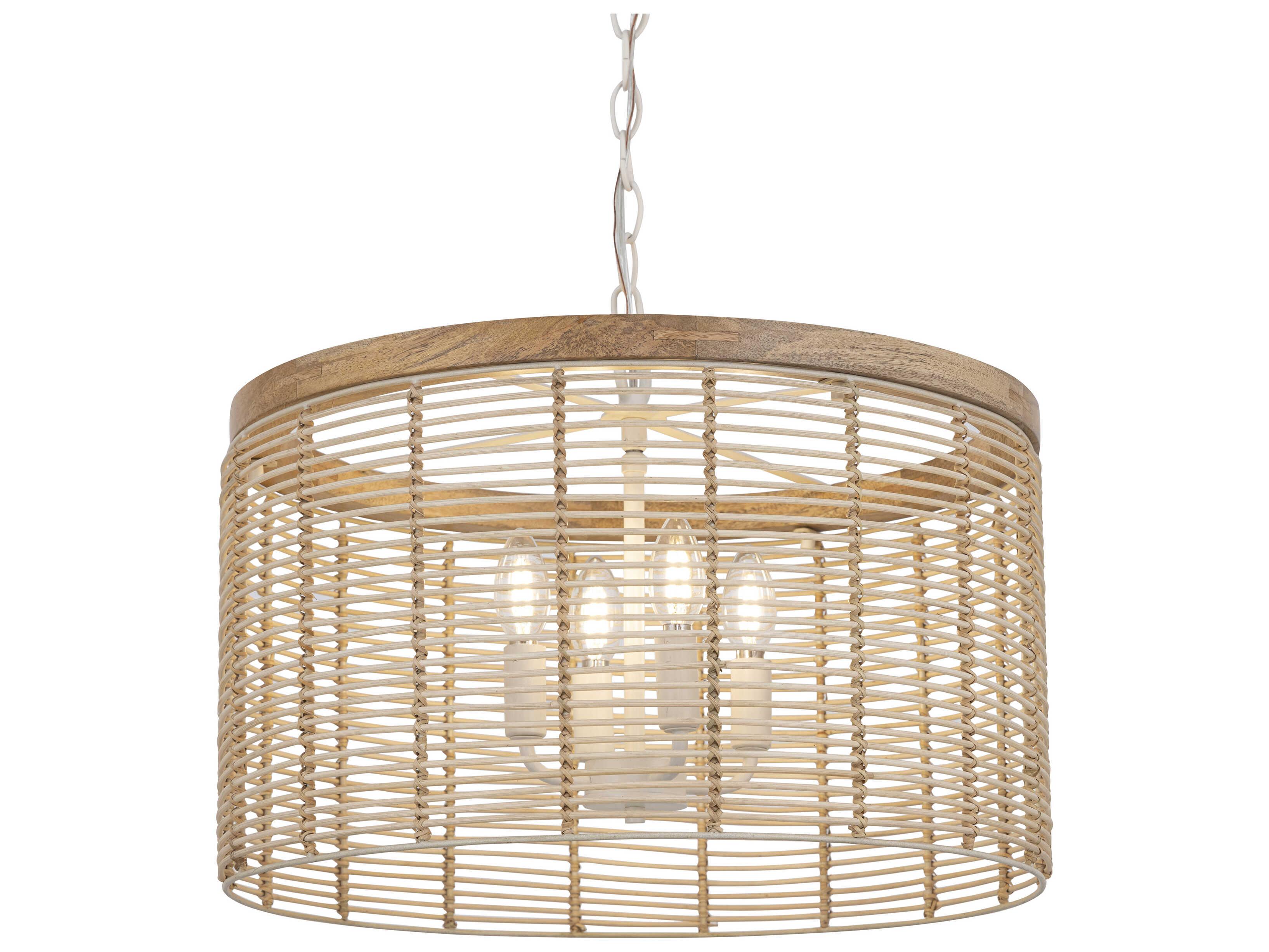 Maxim Lighting Vannerie 4-Light Ecru Brown Cylinder Pendant