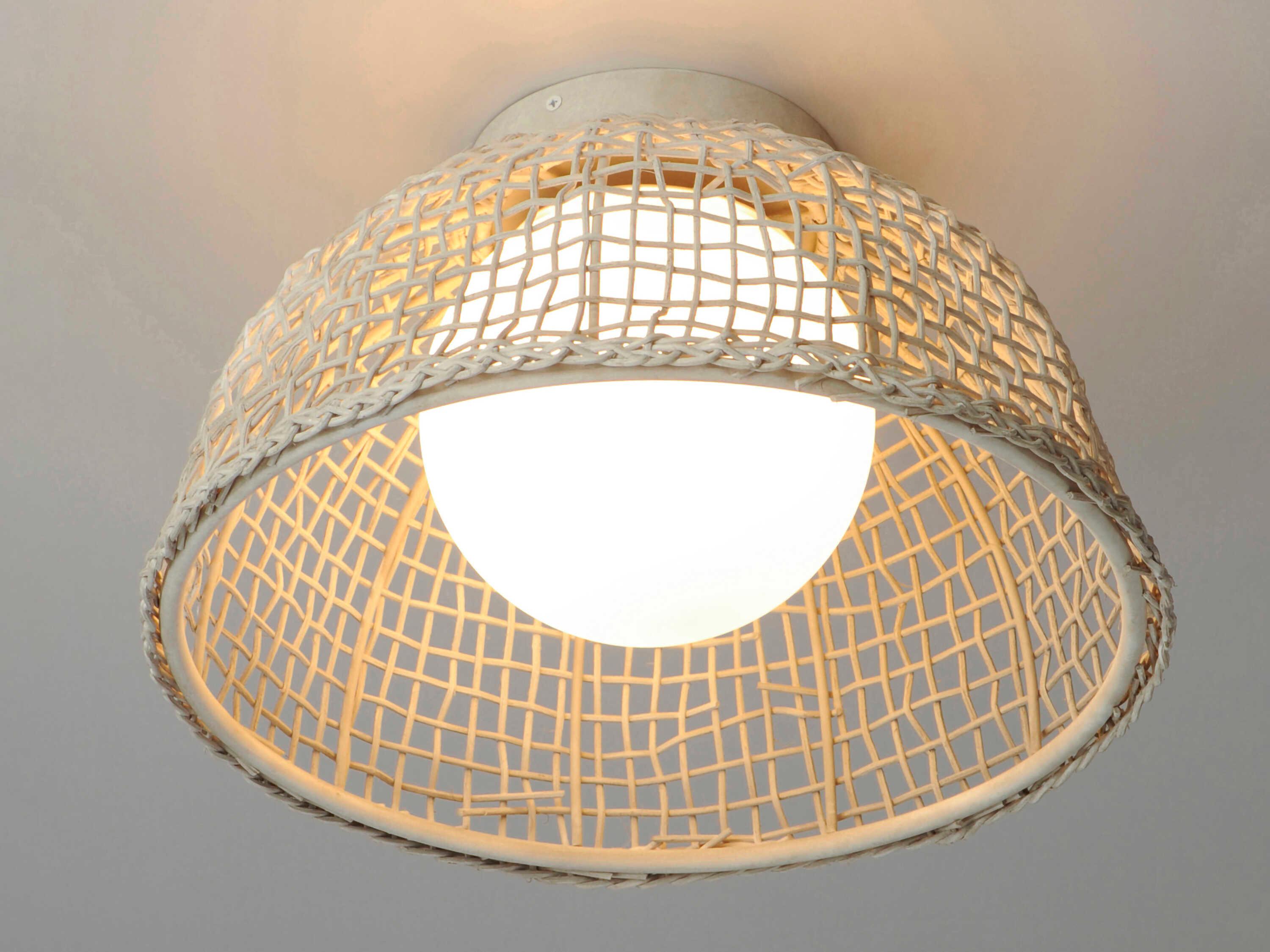 Maxim Lighting Cestino 1-Light Weathered White Dome Globe Semi Flush Mount