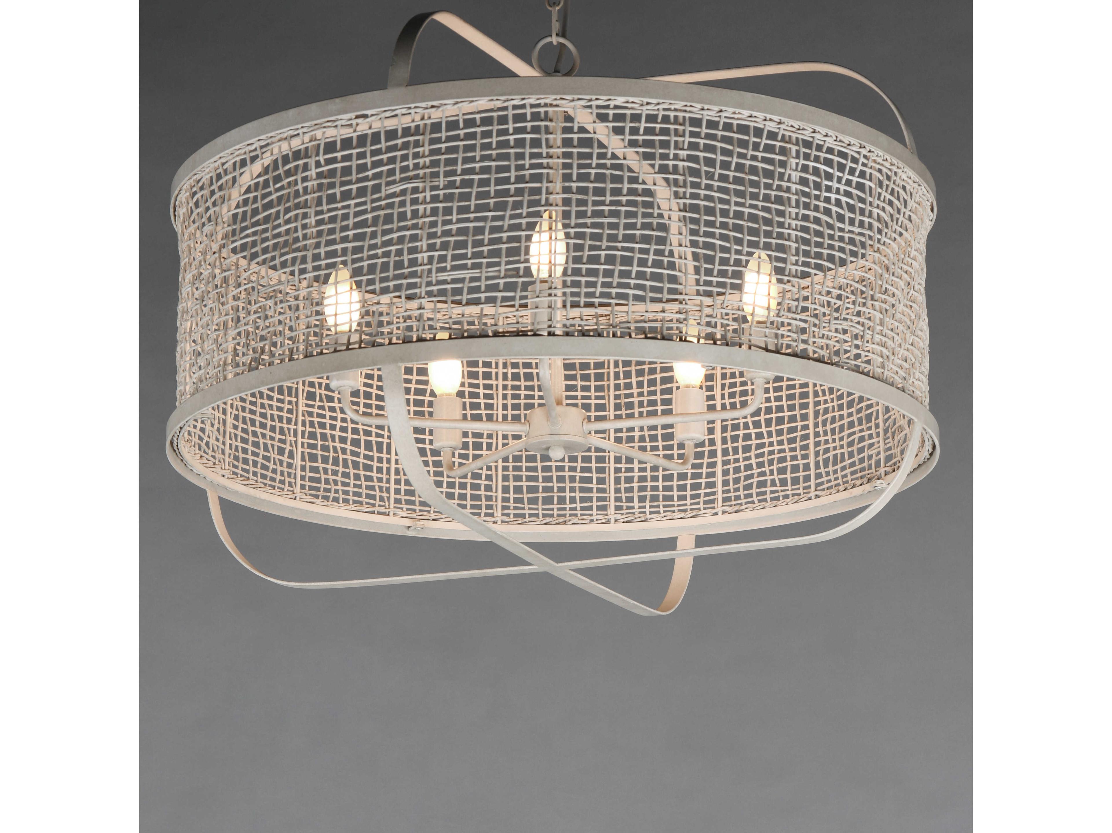 Maxim Lighting Cestino 5-Light Weathered White Drum Pendant