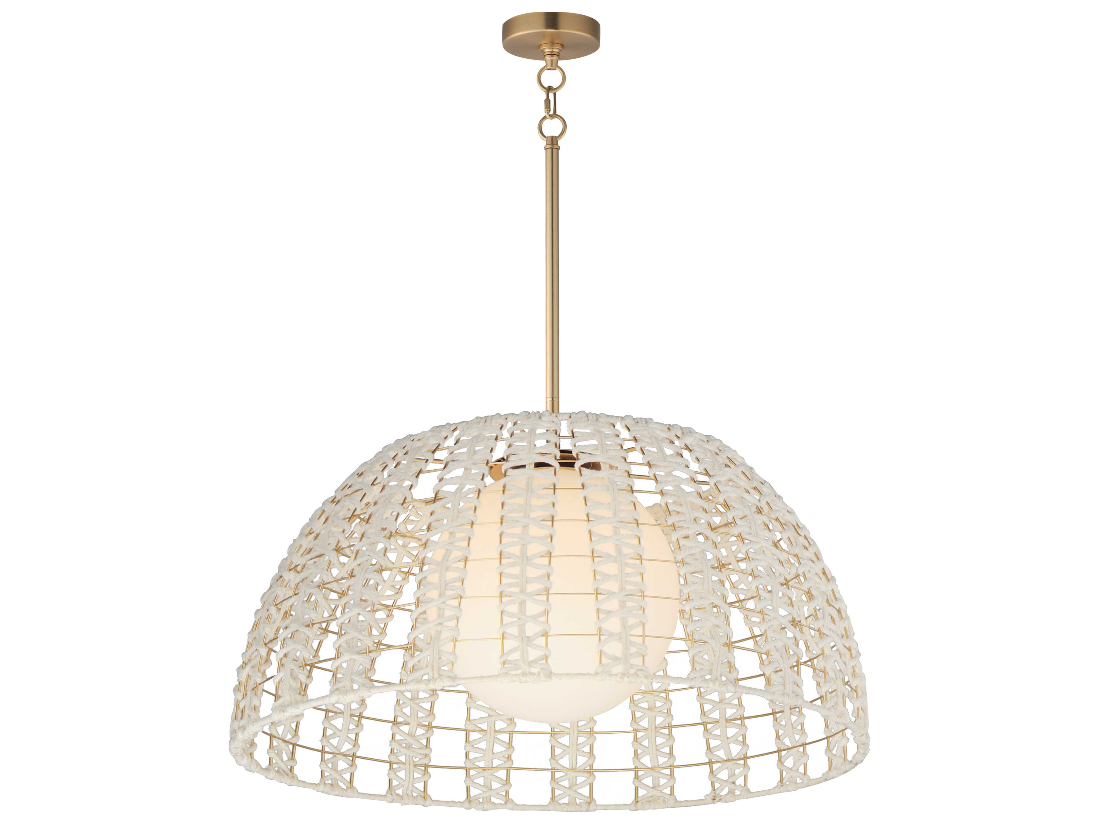 Maxim Lighting Macrame 1-Light Gold White Dome Globe Pendant