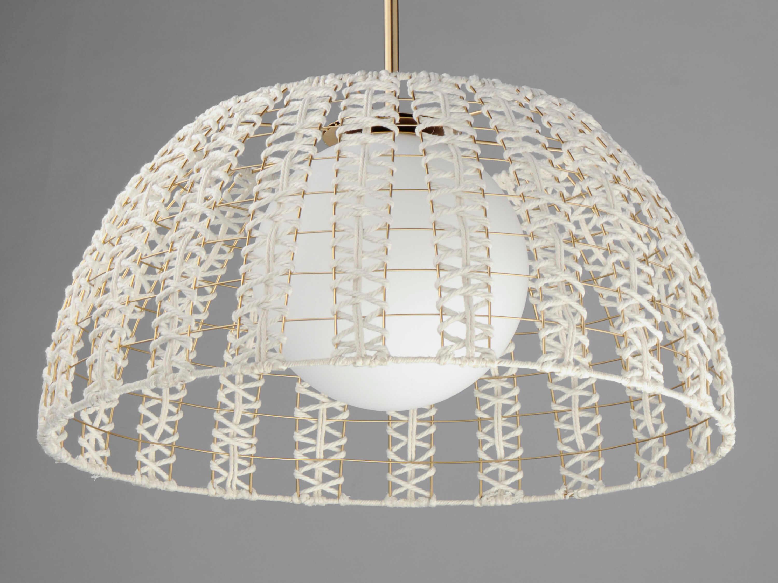 Maxim Lighting Macrame 1-Light Gold White Dome Globe Pendant