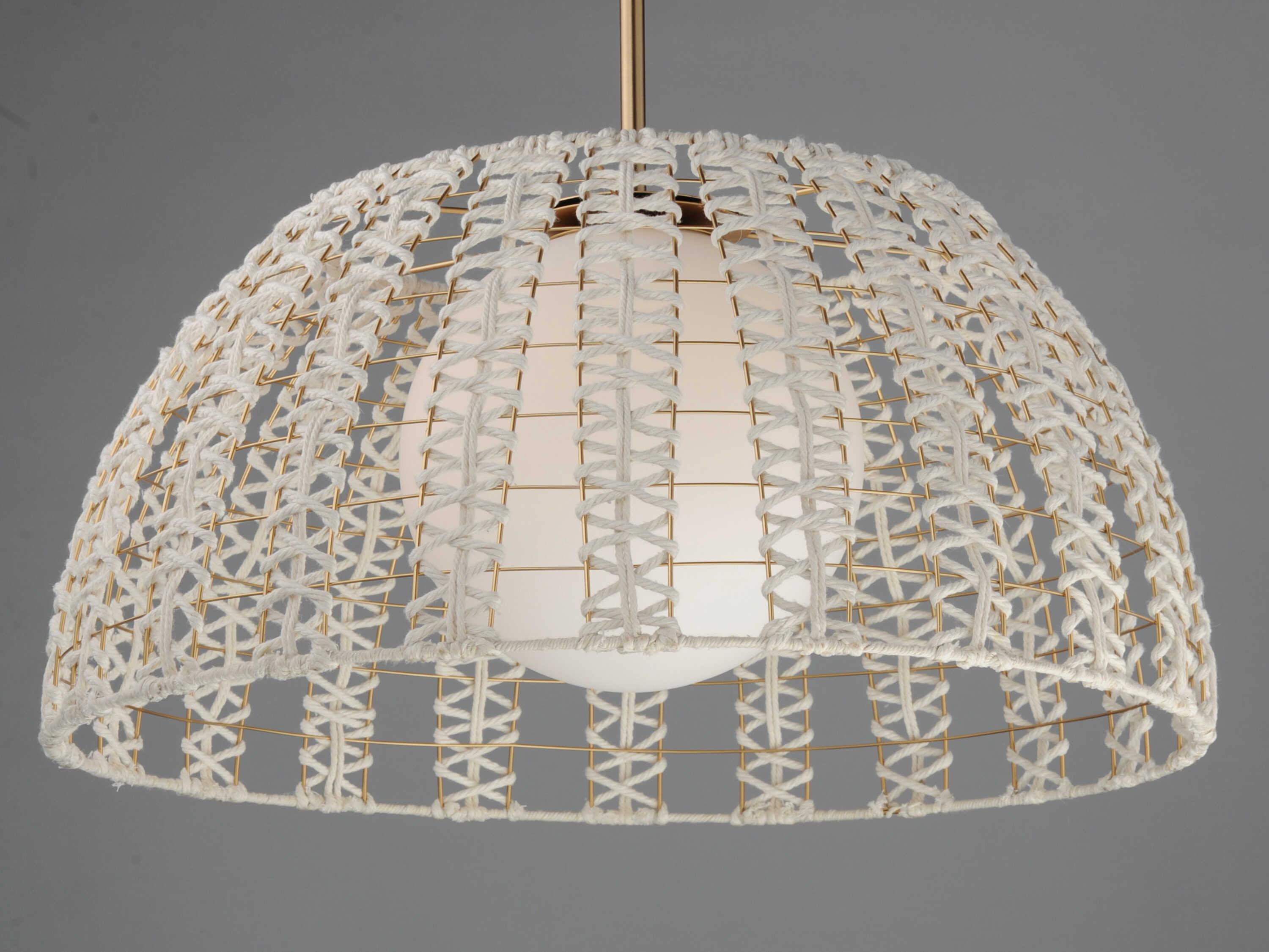 Maxim Lighting Macrame 1-Light Gold White Dome Globe Pendant