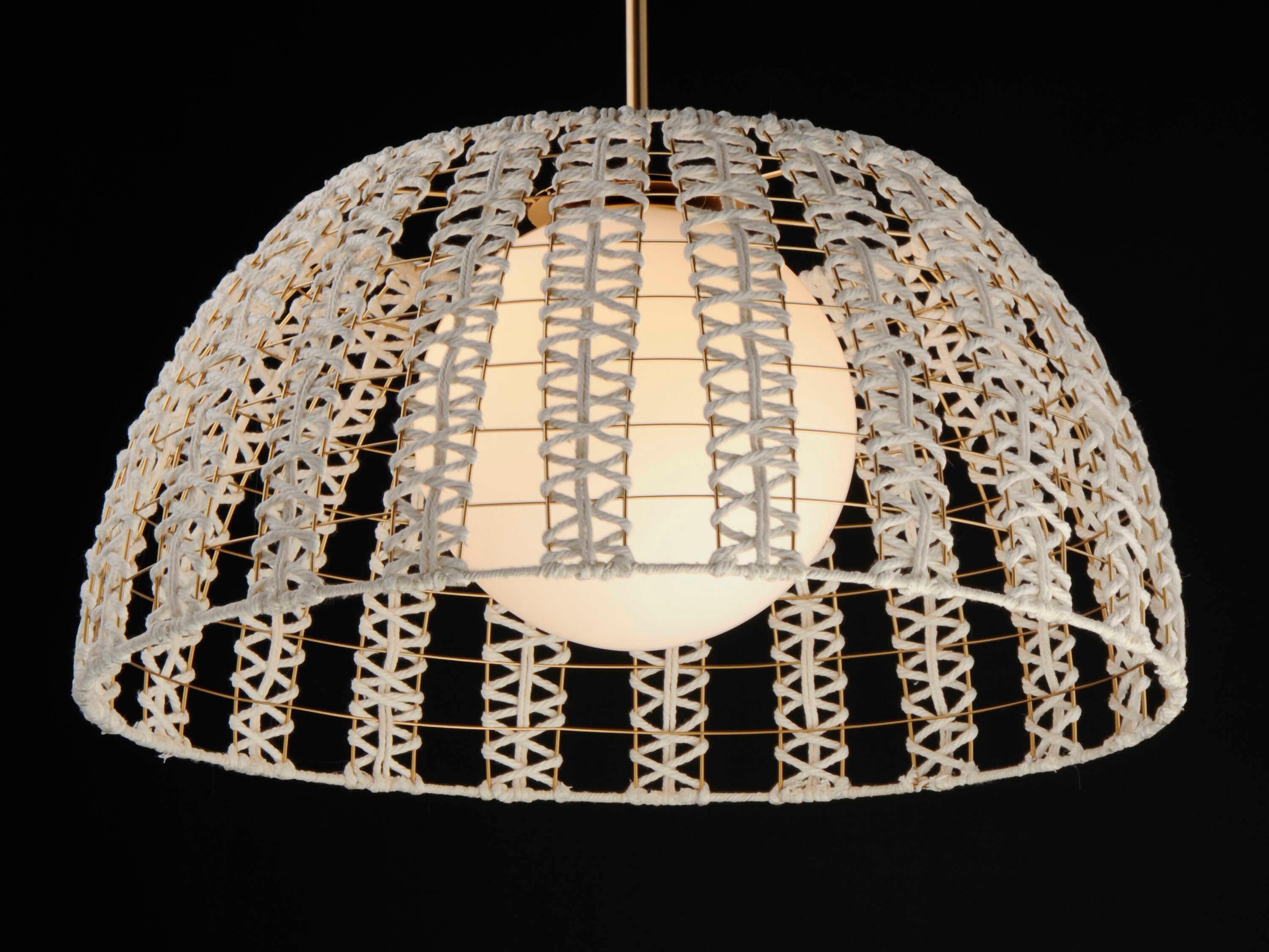 Maxim Lighting Macrame 1-Light Gold White Dome Globe Pendant