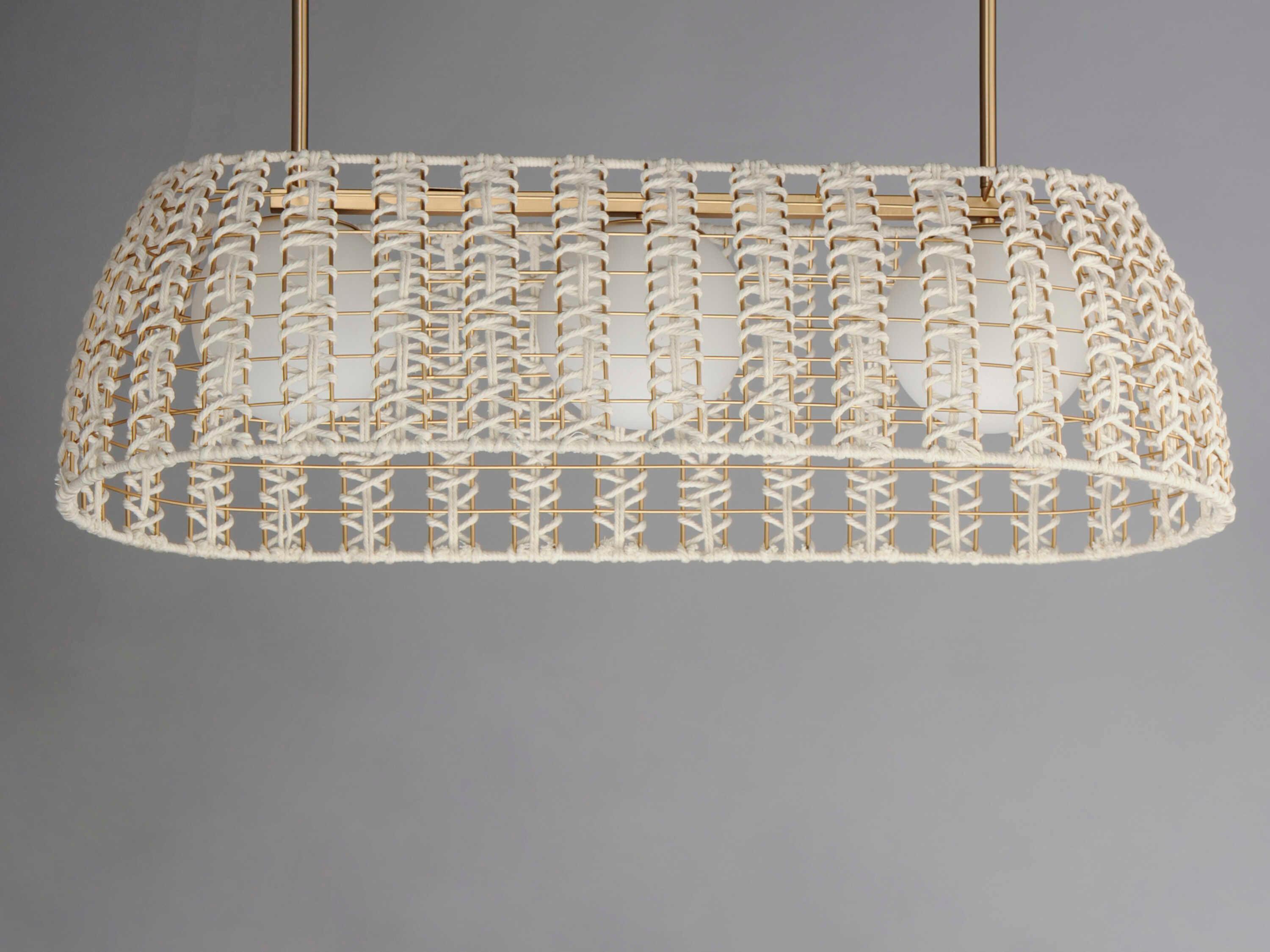 Maxim Lighting Macrame 3-Light Gold White Dome Globe Island Pendant