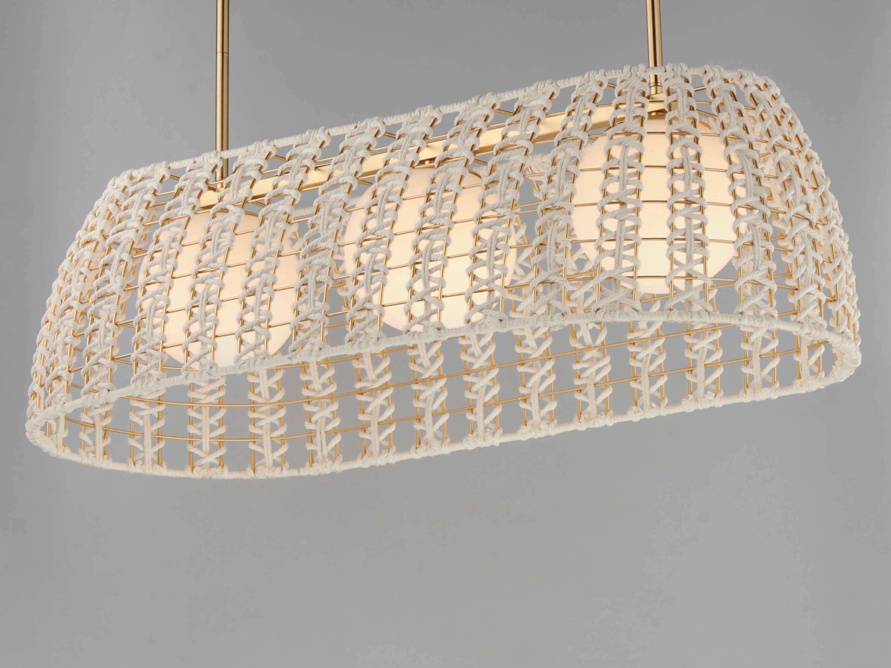 Maxim Lighting Macrame 3-Light Gold White Dome Globe Island Pendant