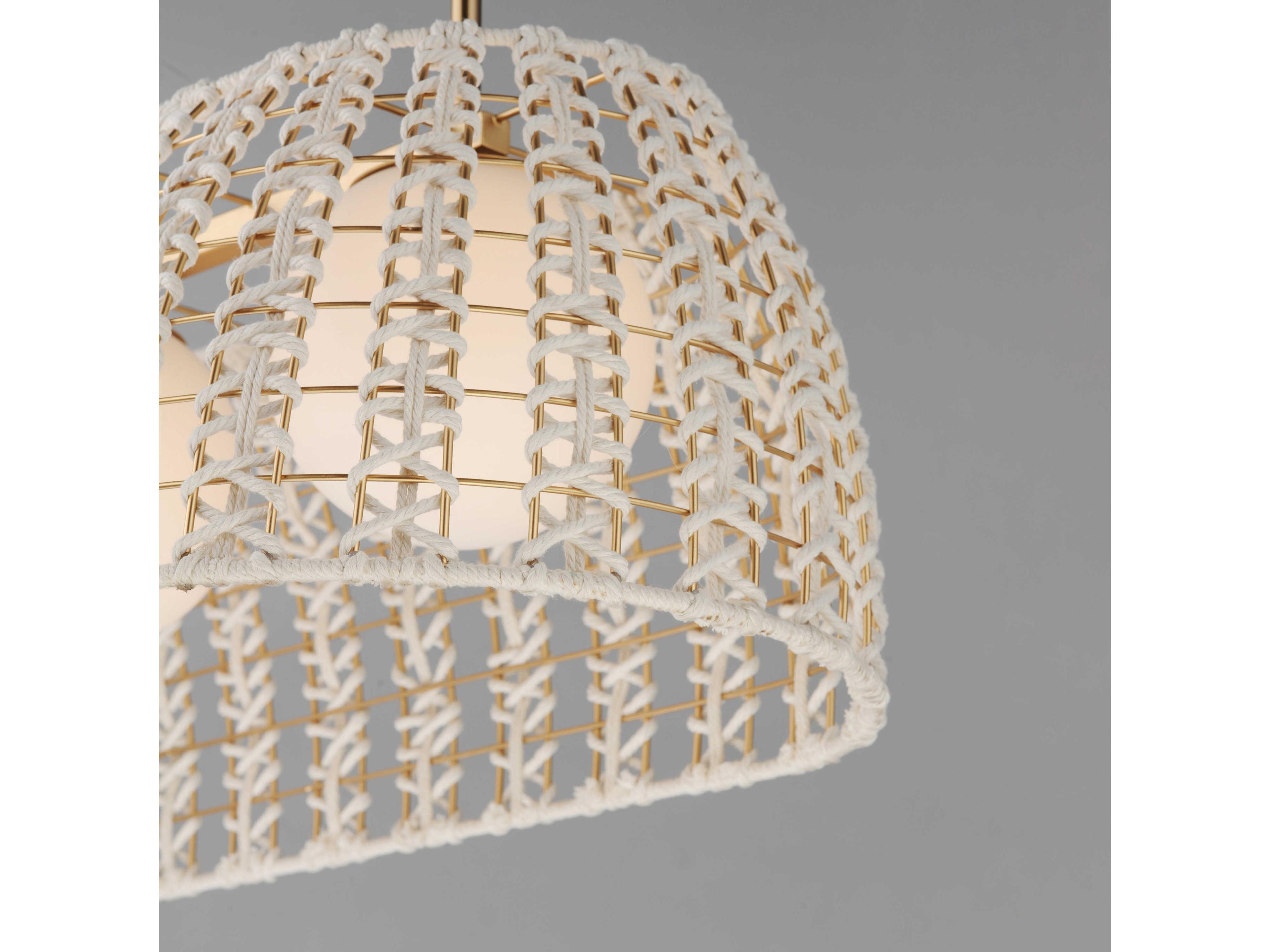 Maxim Lighting Macrame 3-Light Gold White Dome Globe Island Pendant