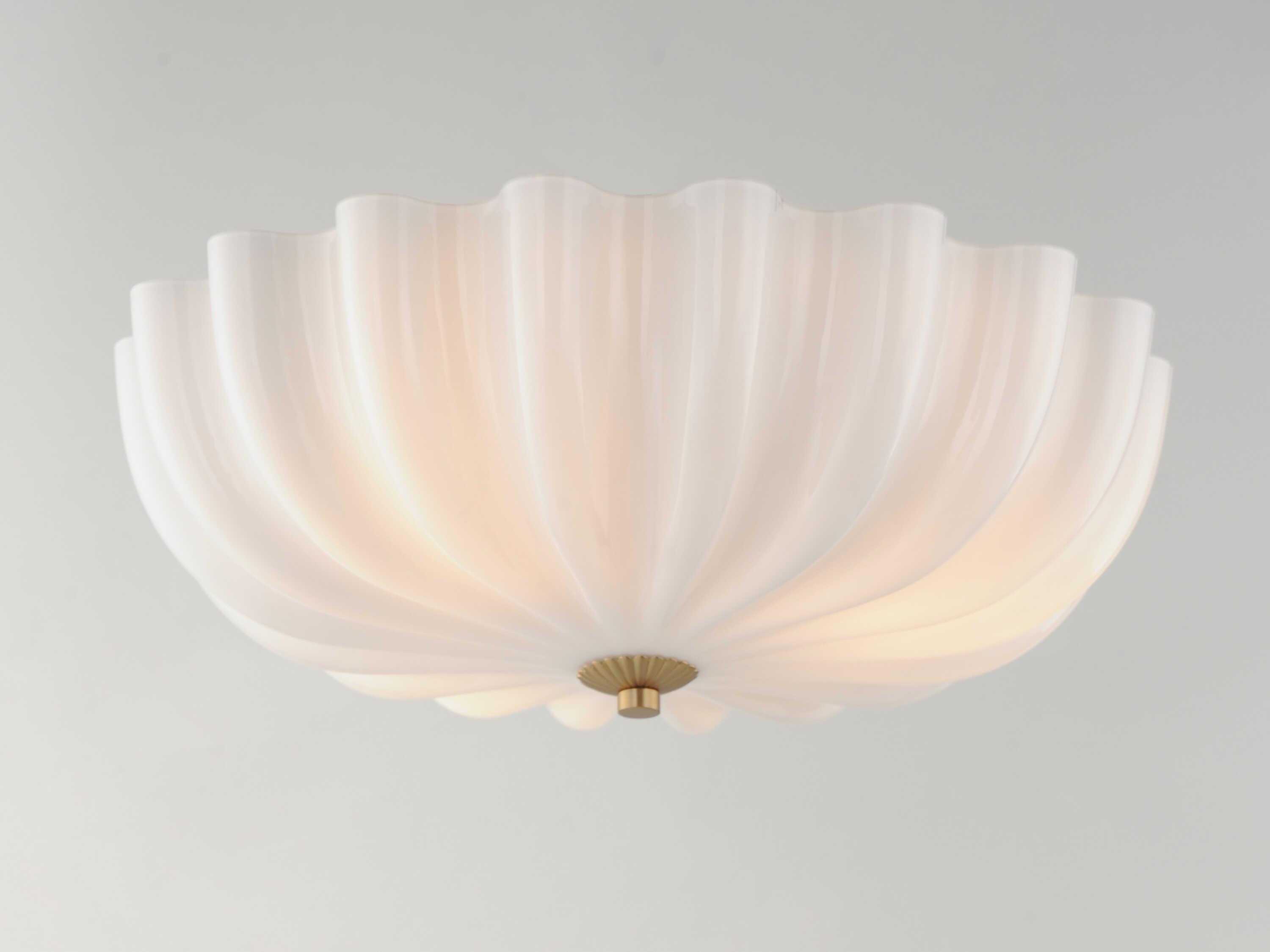 Maxim Lighting Bundt 3-Light White Natural Aged Brass Bowl Flush Mount