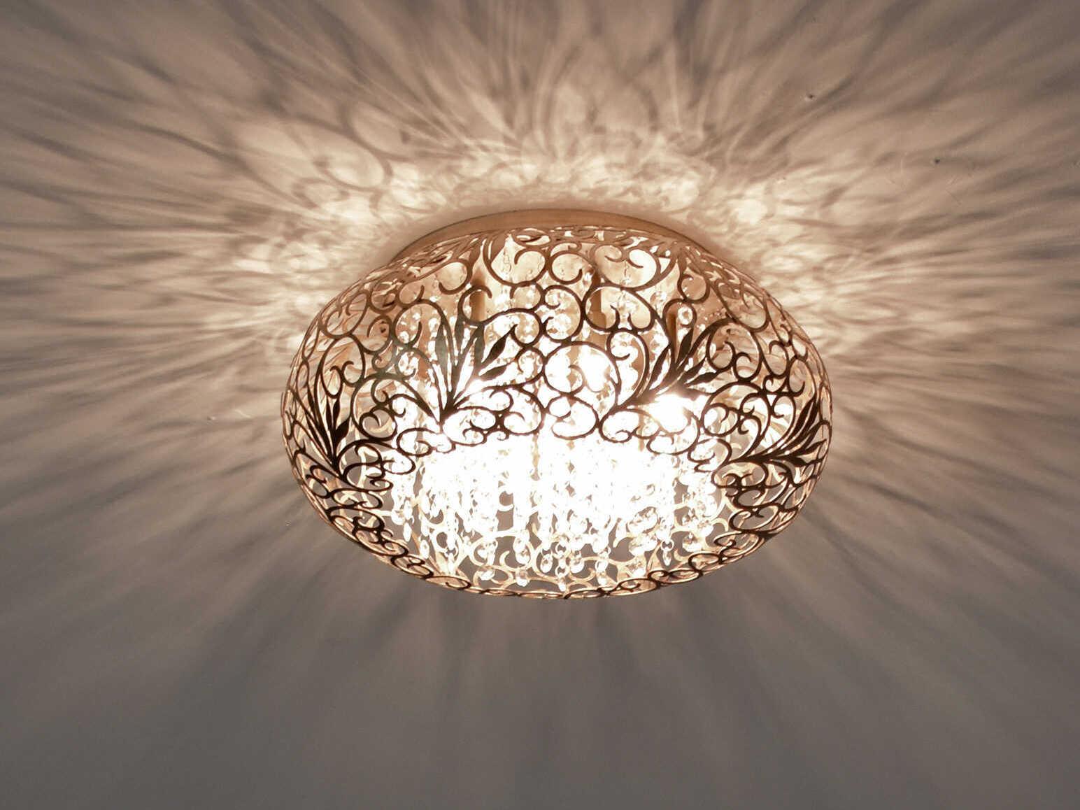 Maxim Lighting Arabesque 7-Light Golden Silver Crystal Glass Round Flush Mount