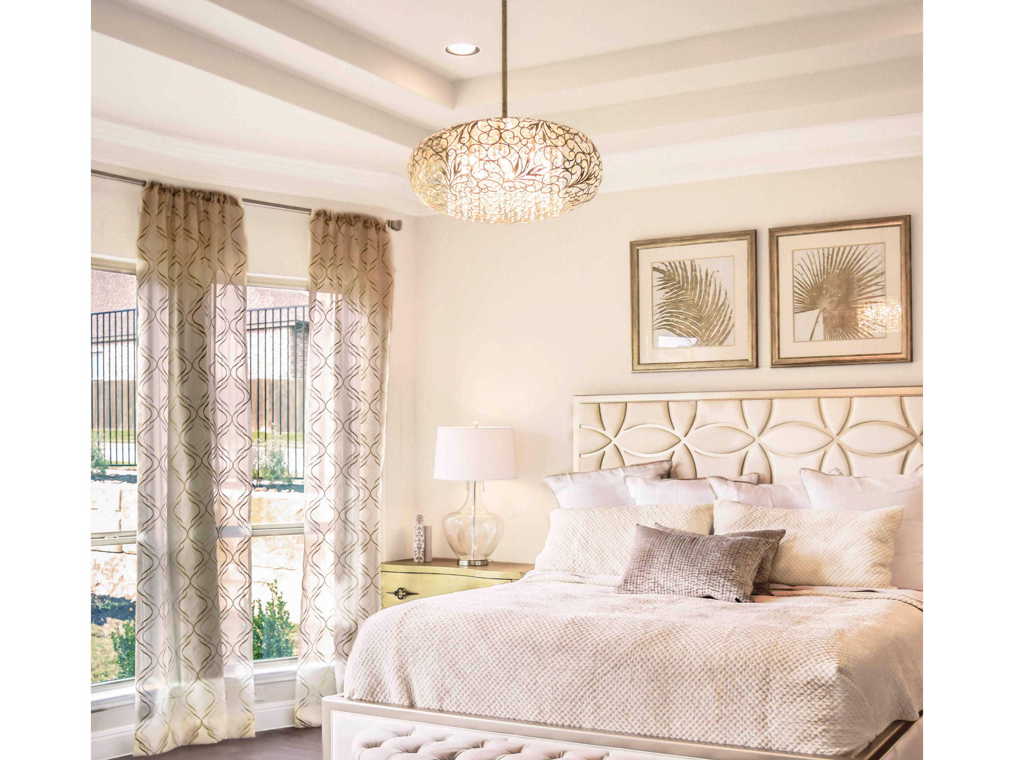 Maxim Lighting Arabesque 9-Light Golden Silver Crystal Glass Round Pendant