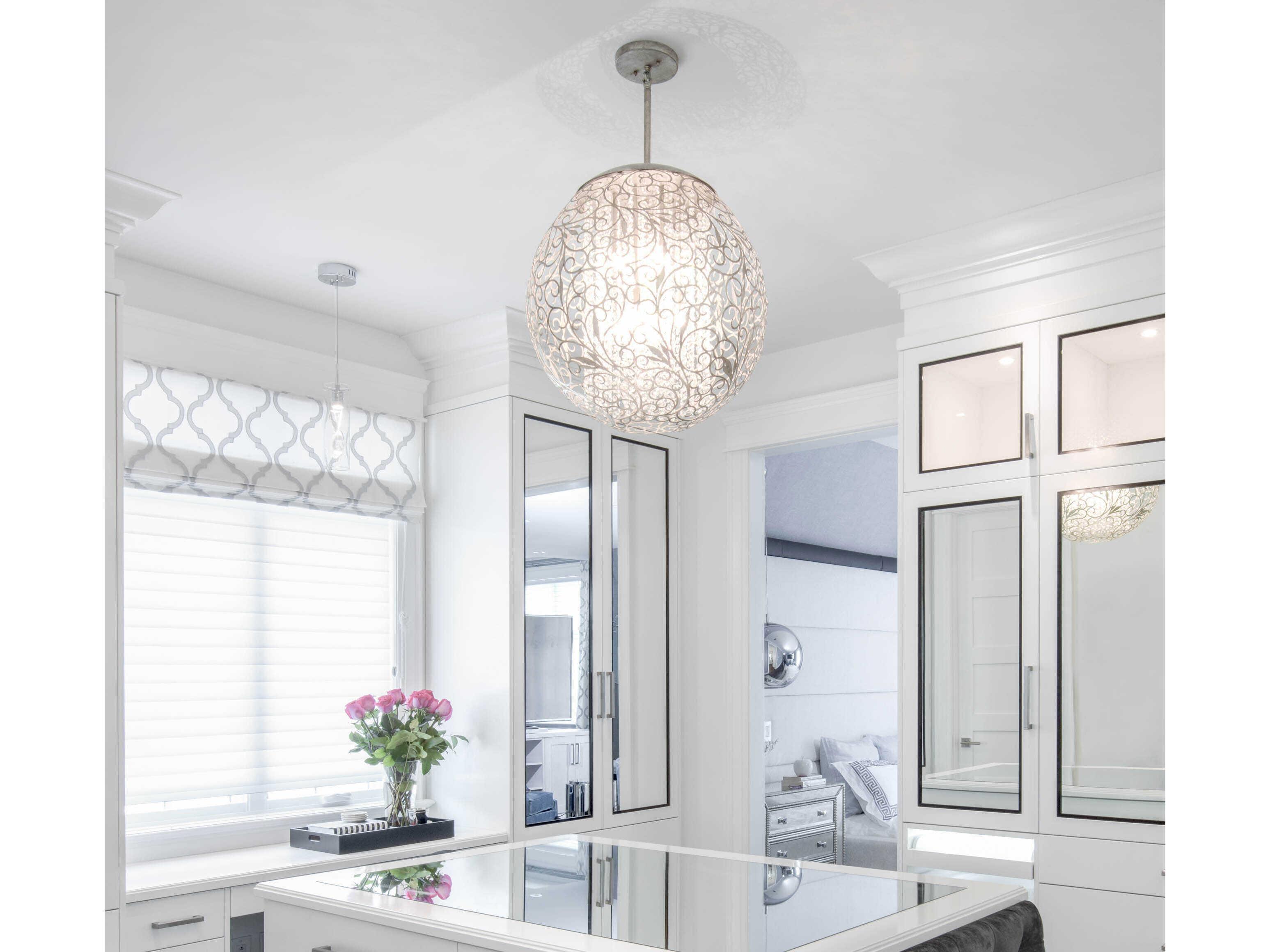 Maxim Lighting Arabesque 9-Light Golden Silver Crystal Glass Round Pendant