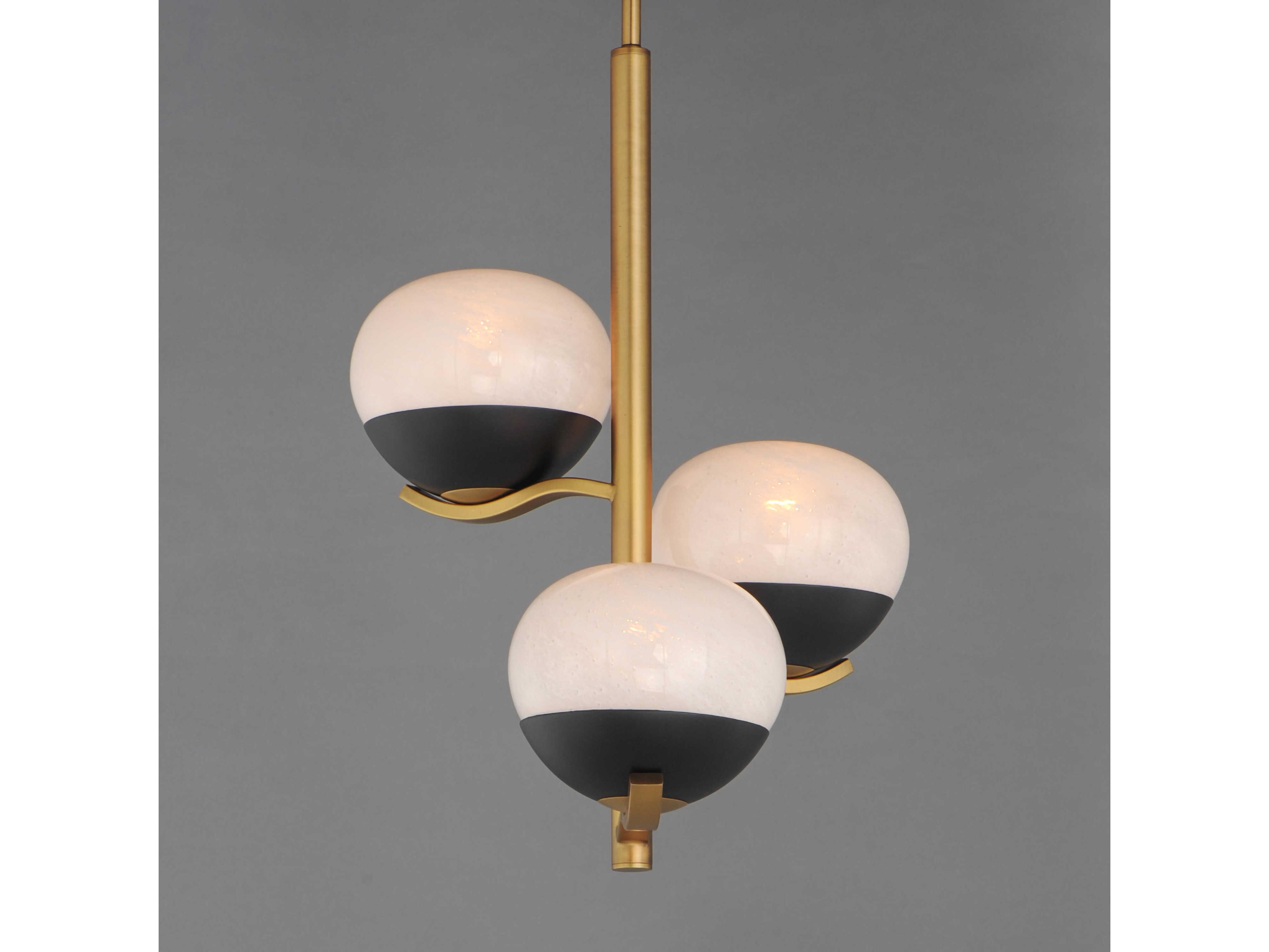 Maxim Lighting Lucerne 3-Light Black Natural Aged Brass Globe Chandelier