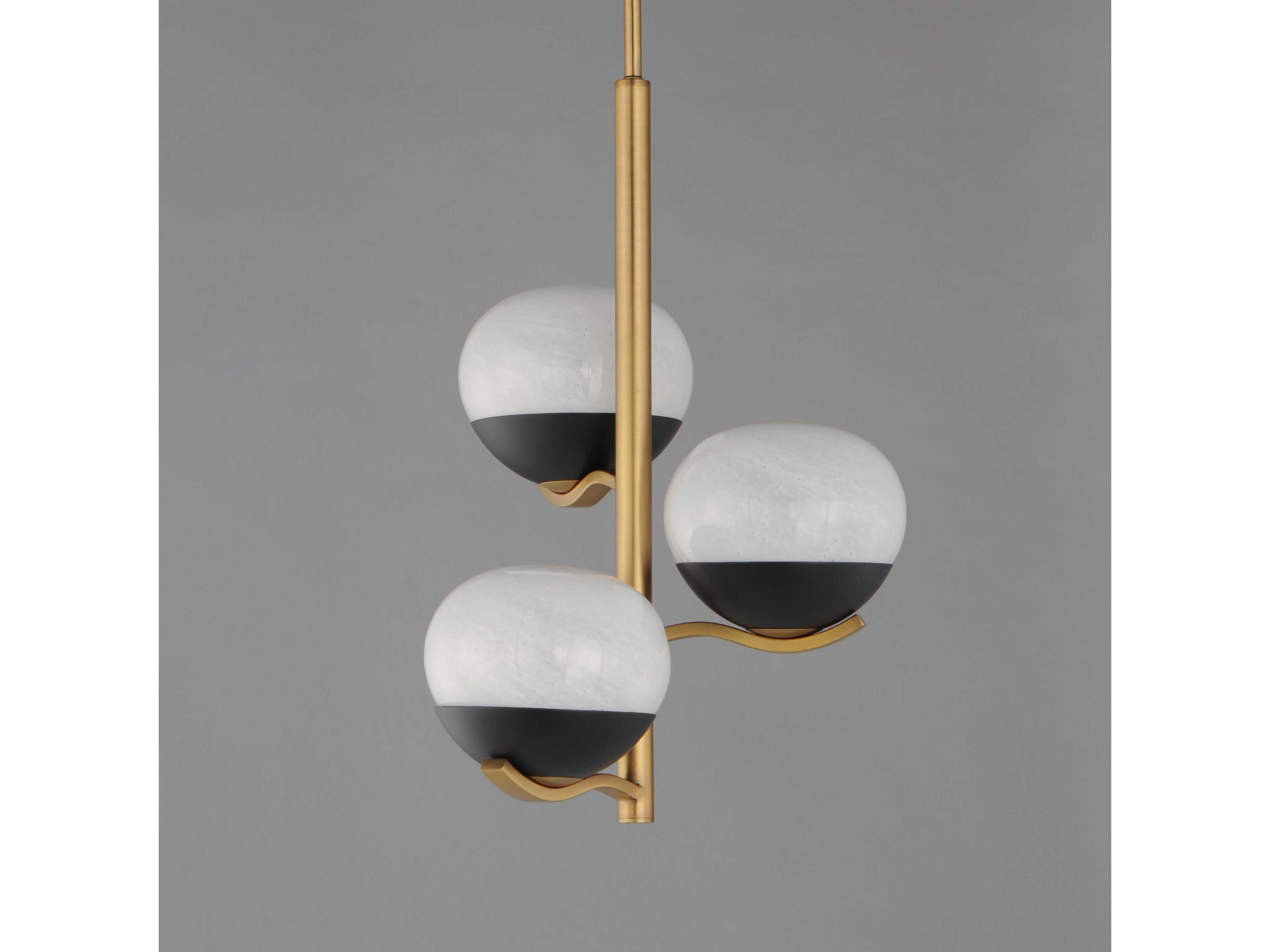 Maxim Lighting Lucerne 3-Light Black Natural Aged Brass Globe Chandelier