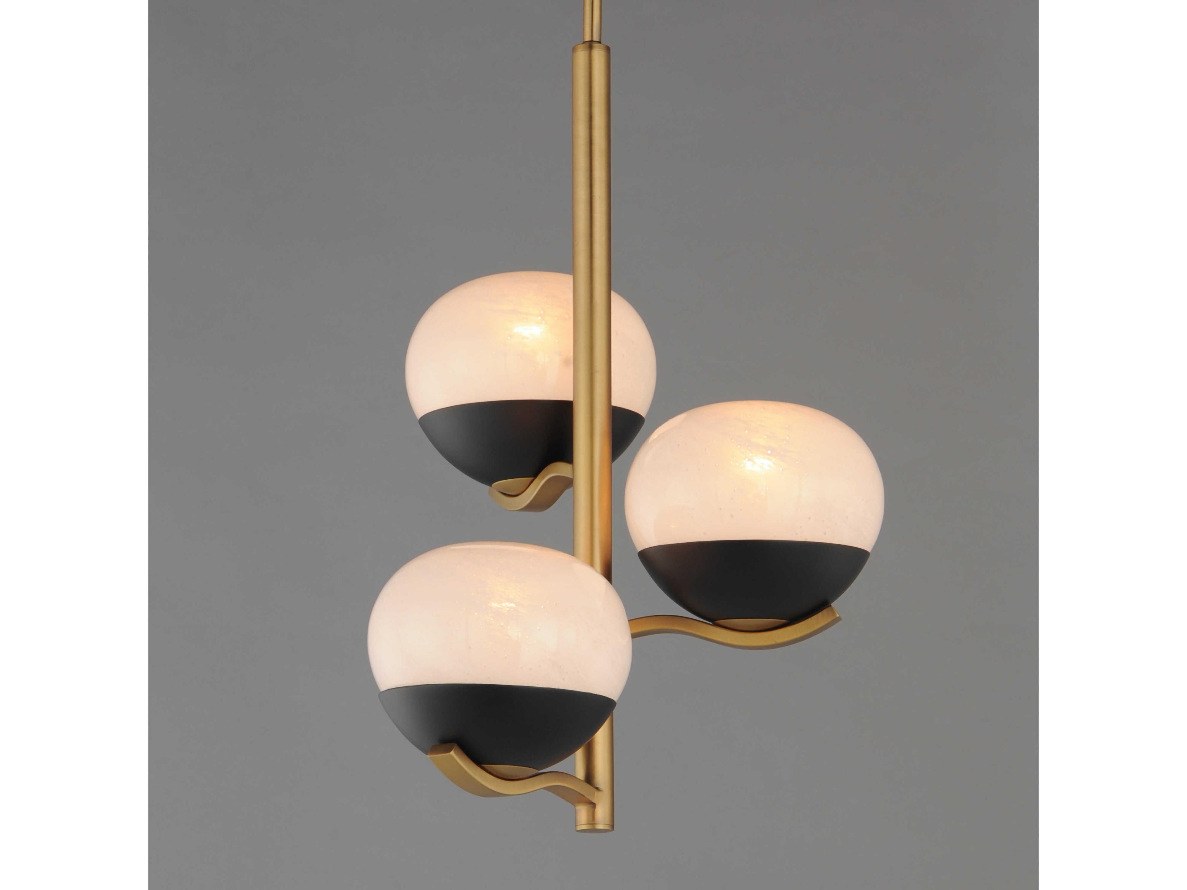 Maxim Lighting Lucerne 3-Light Black Natural Aged Brass Globe Chandelier