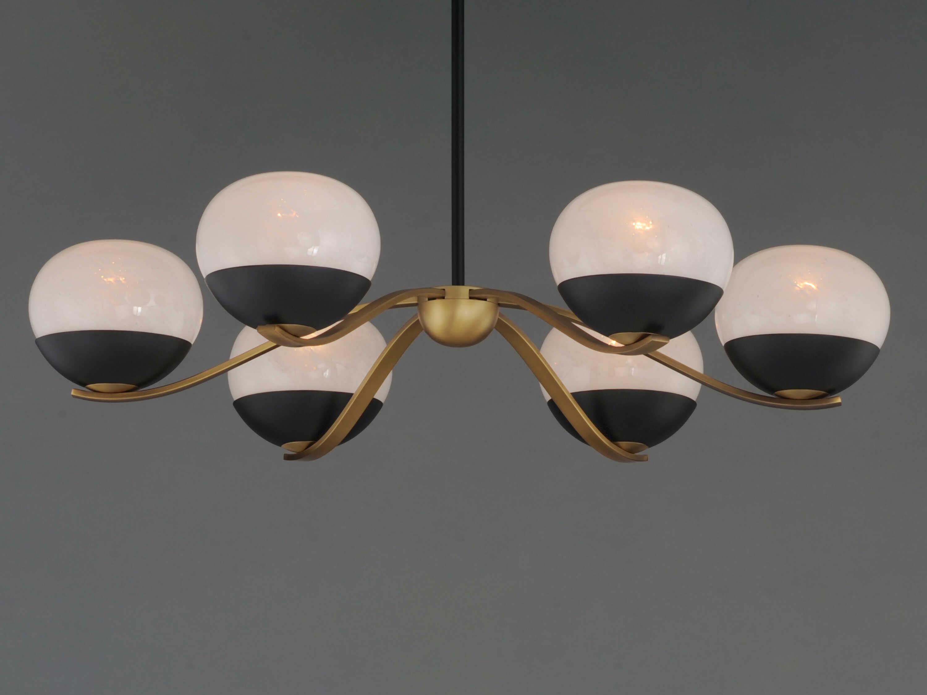 Maxim Lighting Lucerne 6-Light Black Natural Aged Brass Gold Globe Chandelier