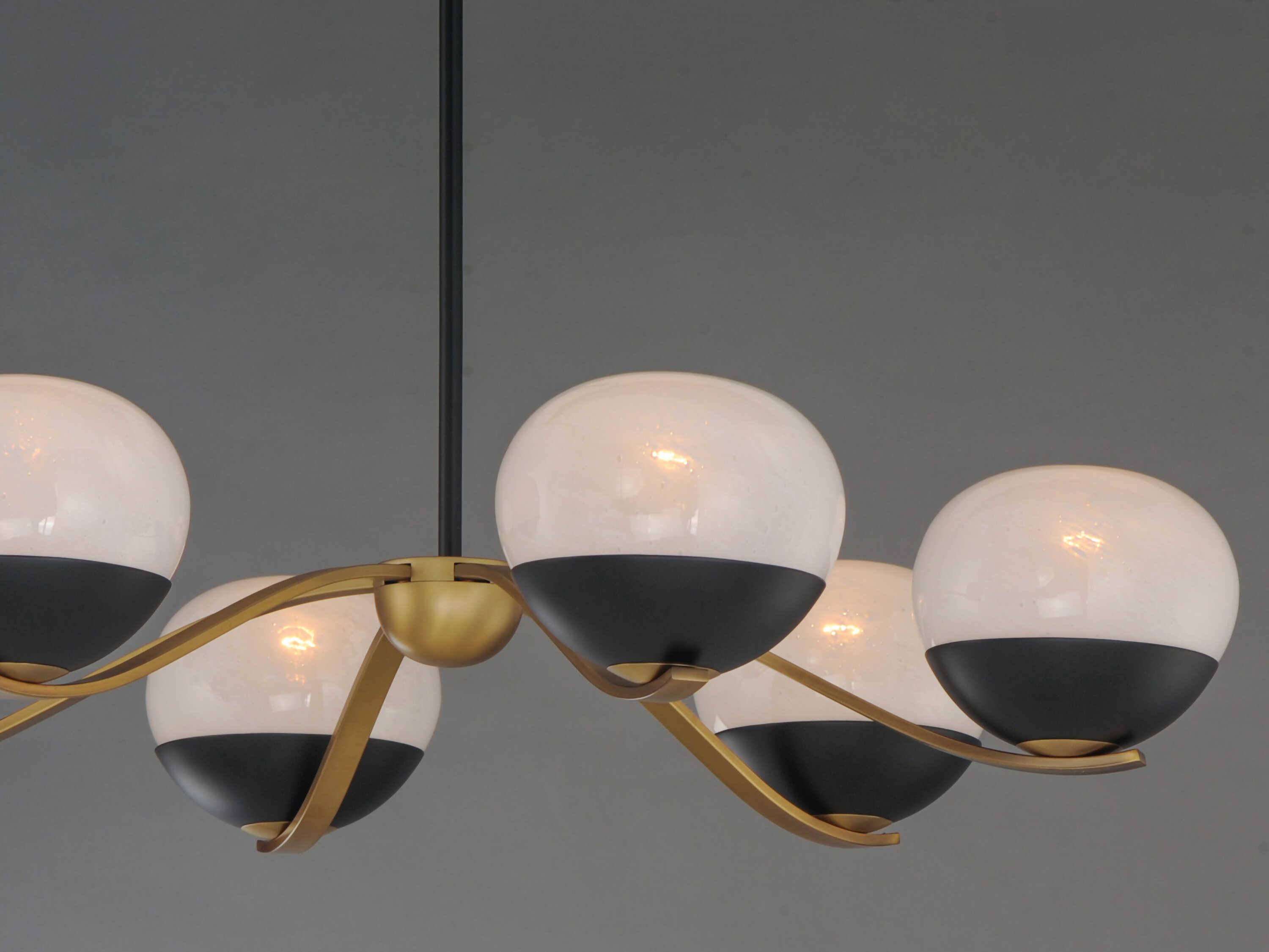 Maxim Lighting Lucerne 6-Light Black Natural Aged Brass Gold Globe Chandelier