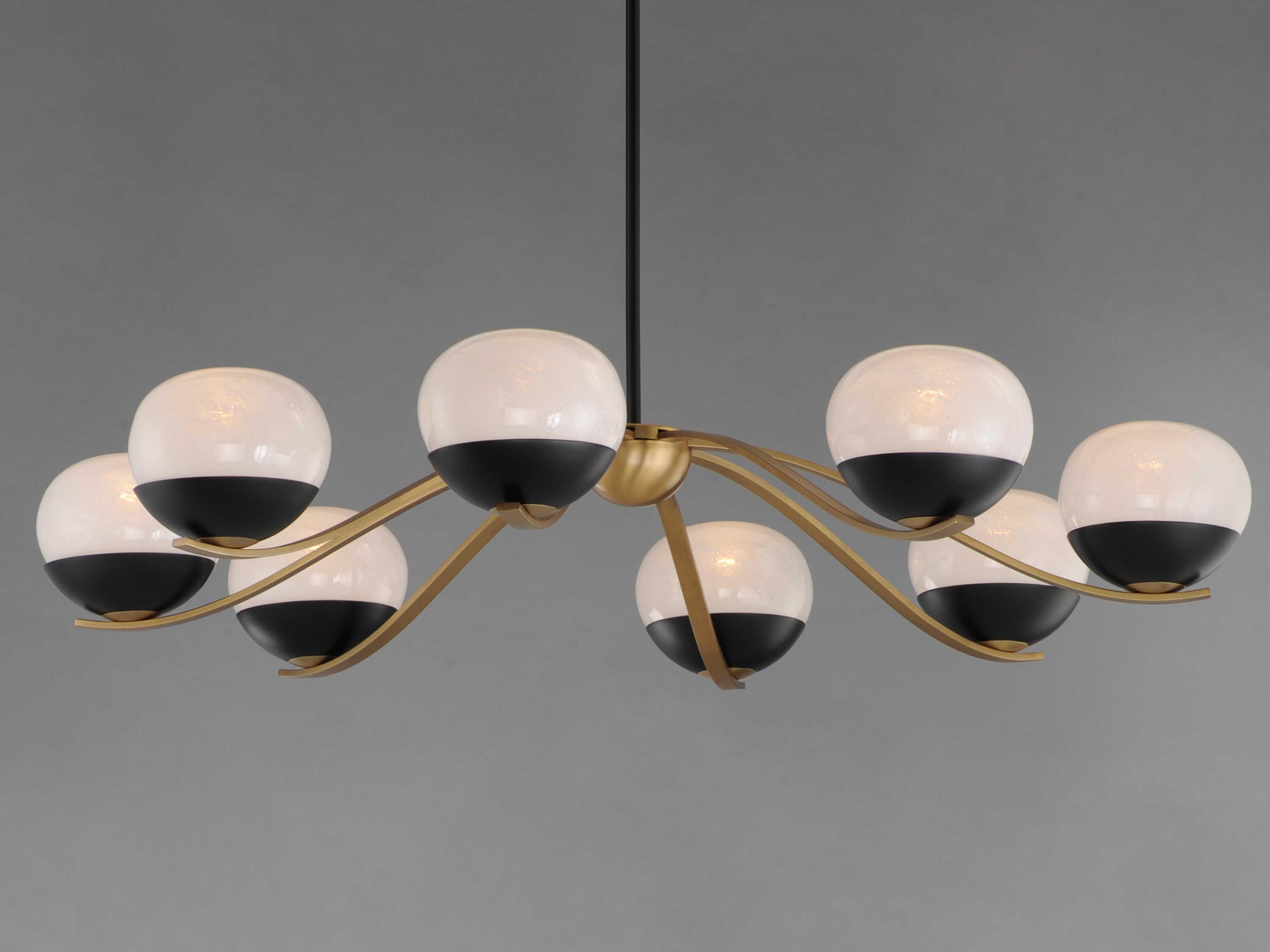 Maxim Lighting Lucerne 8-Light Black Natural Aged Brass Gold Globe Chandelier
