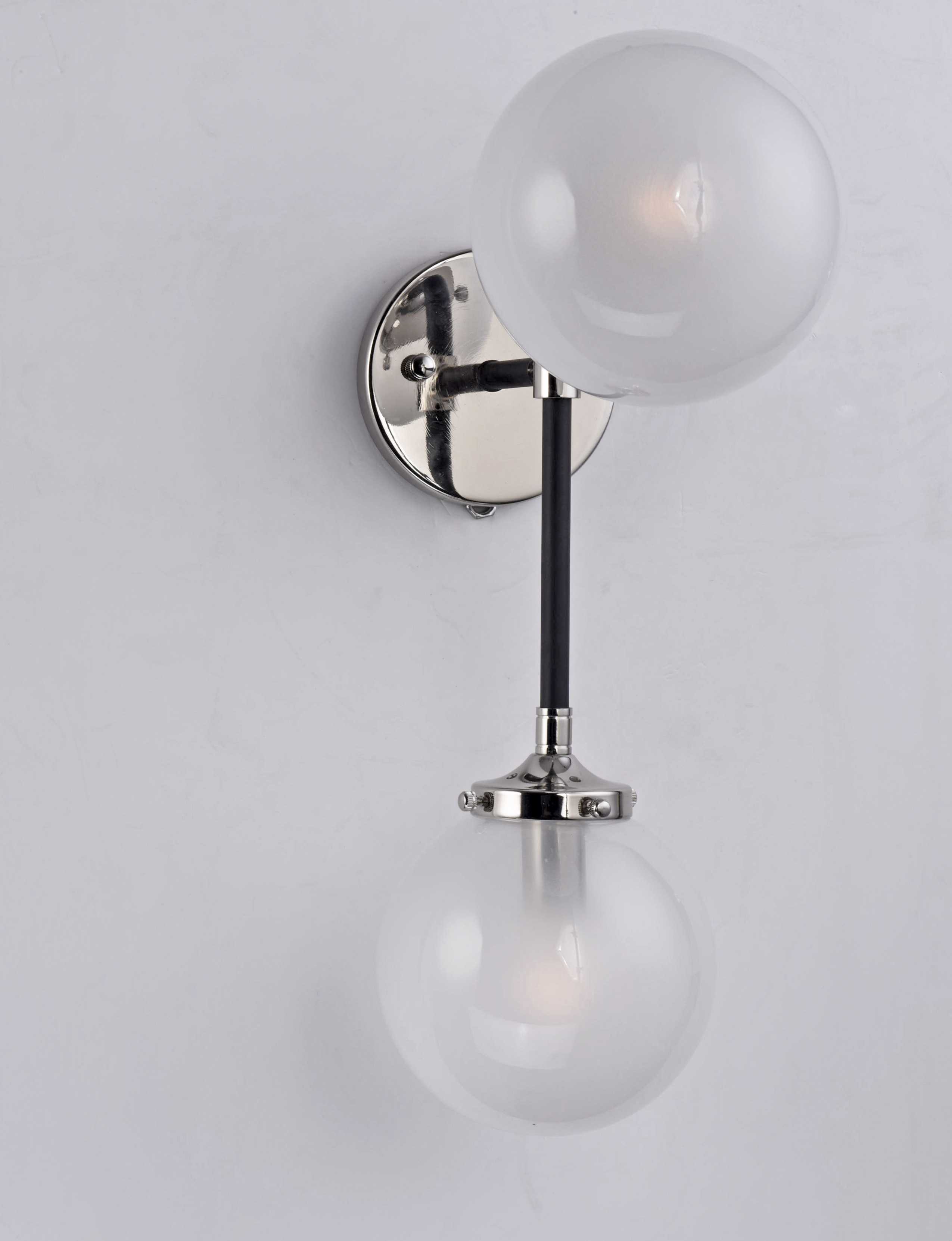 Maxim Lighting Atom Black And Polished Nickel Glass Wall Sconce
