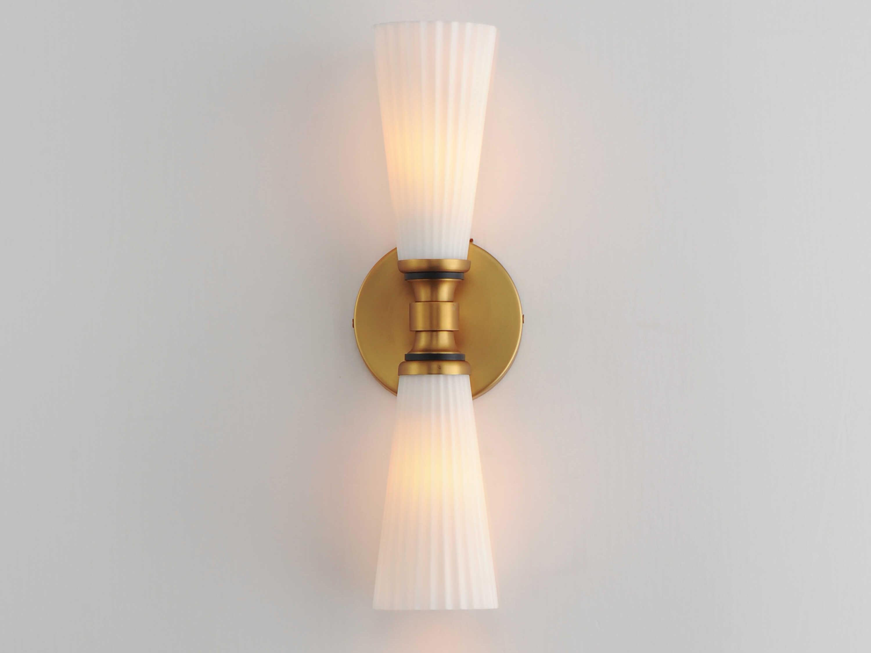 Maxim Lighting Krevat 2-Light Black Natural Aged Brass Wall Sconce