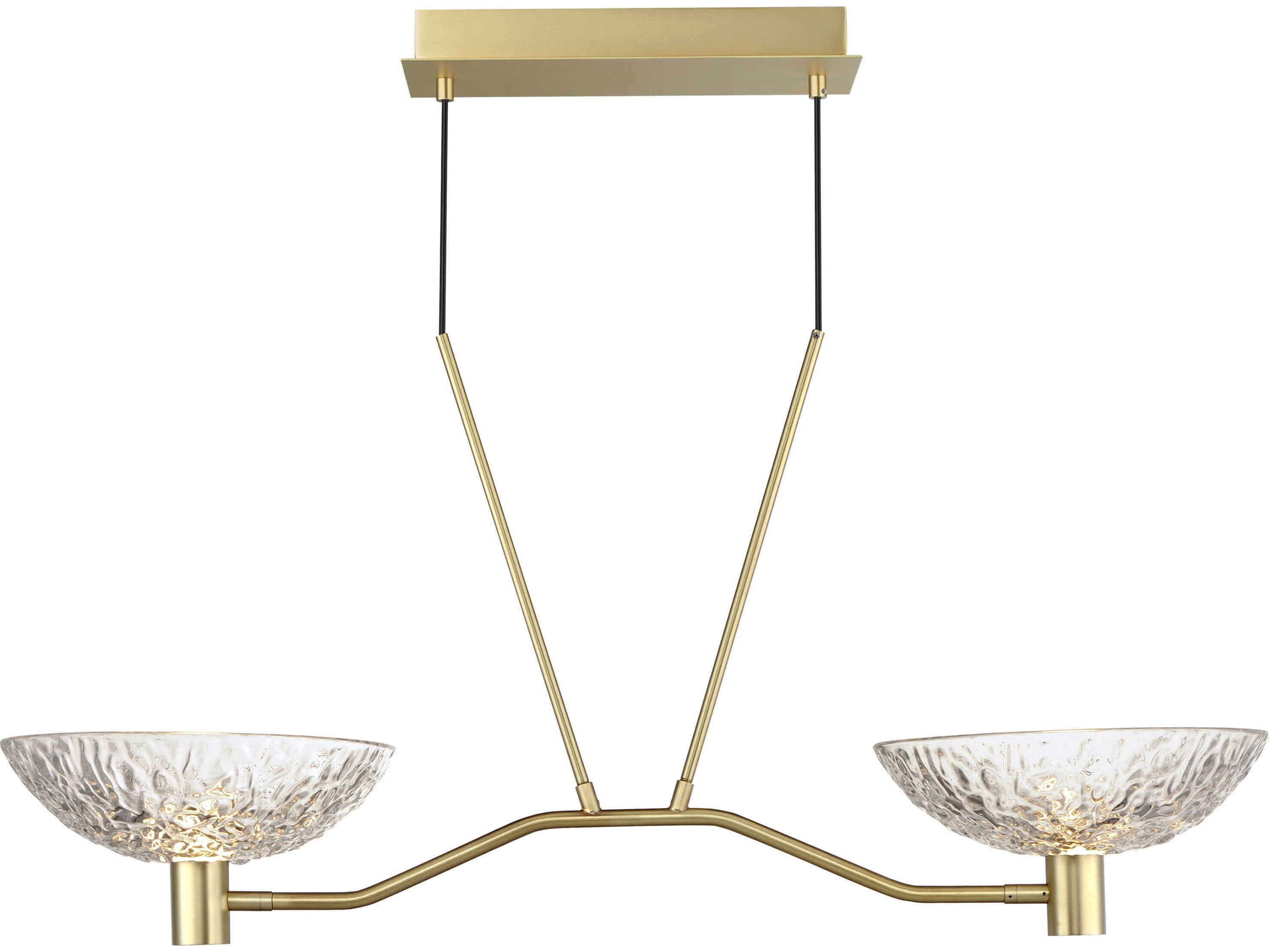 Maxim Lighting Metropolis 2-Light Satin Brass Glass LED Bowl Linear Island Pendant