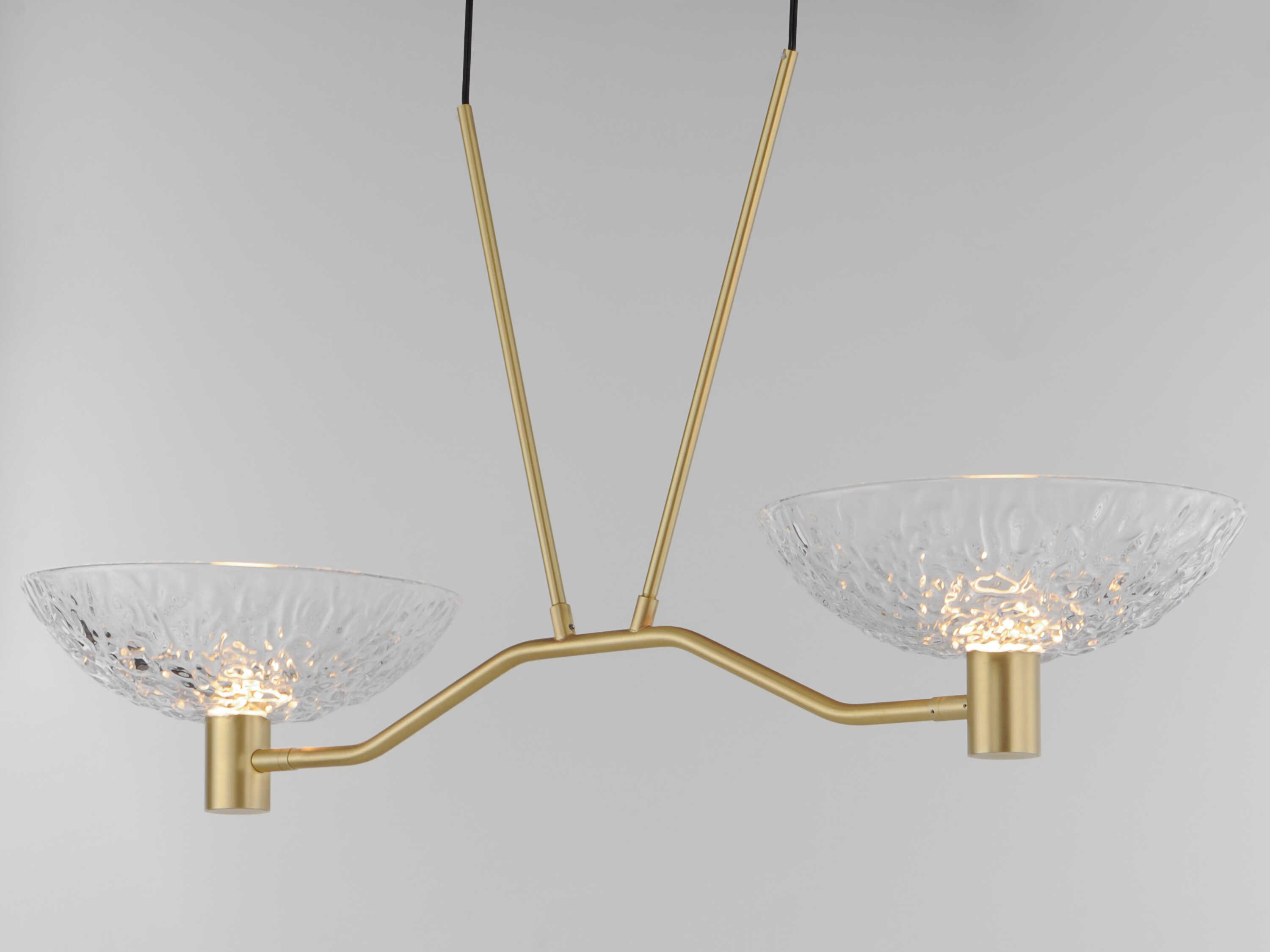 Maxim Lighting Metropolis 2-Light Satin Brass Glass LED Bowl Linear Island Pendant