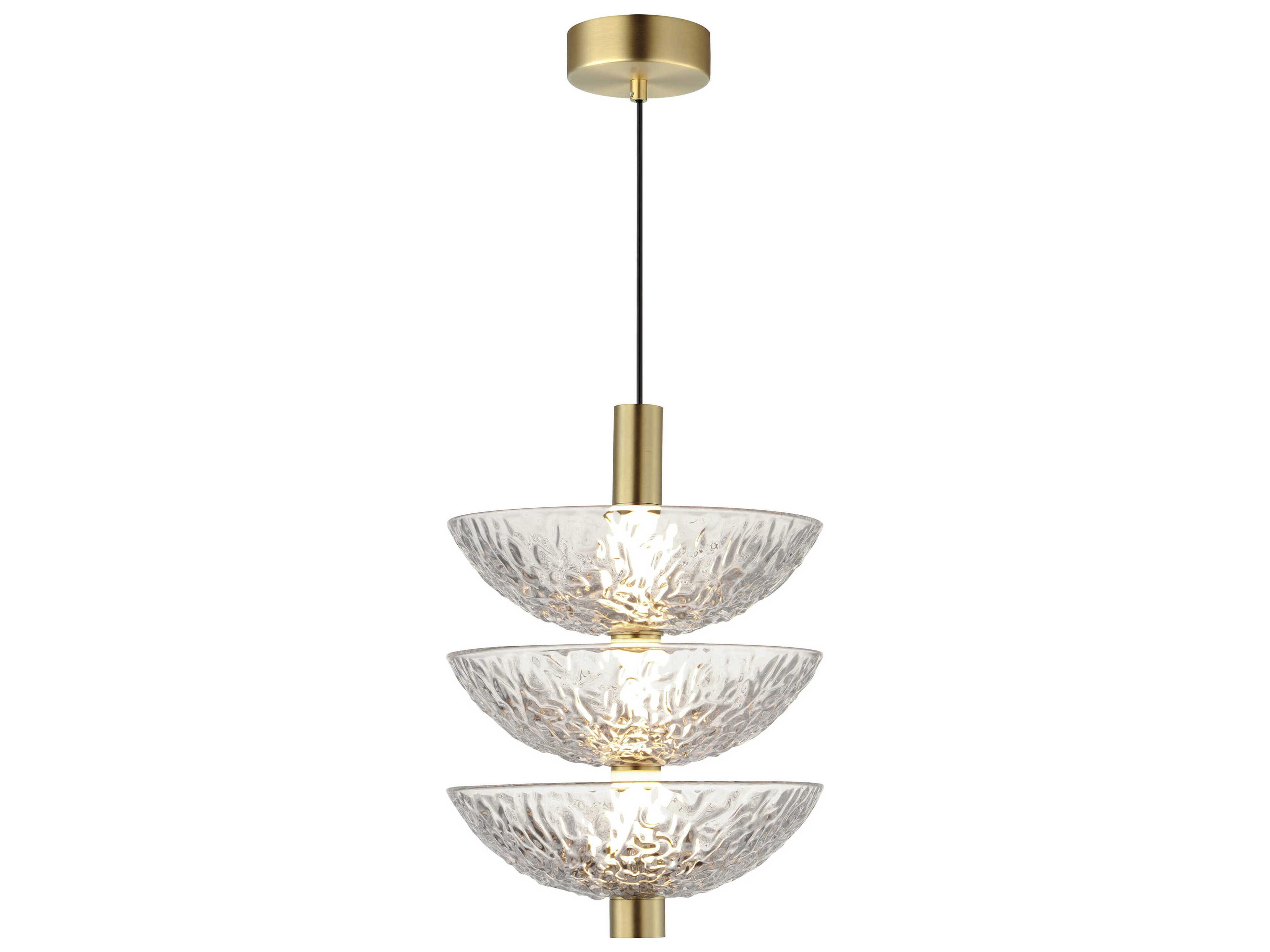 Maxim Lighting Metropolis 3-Light Satin Brass Glass LED Bowl Mini Pendant